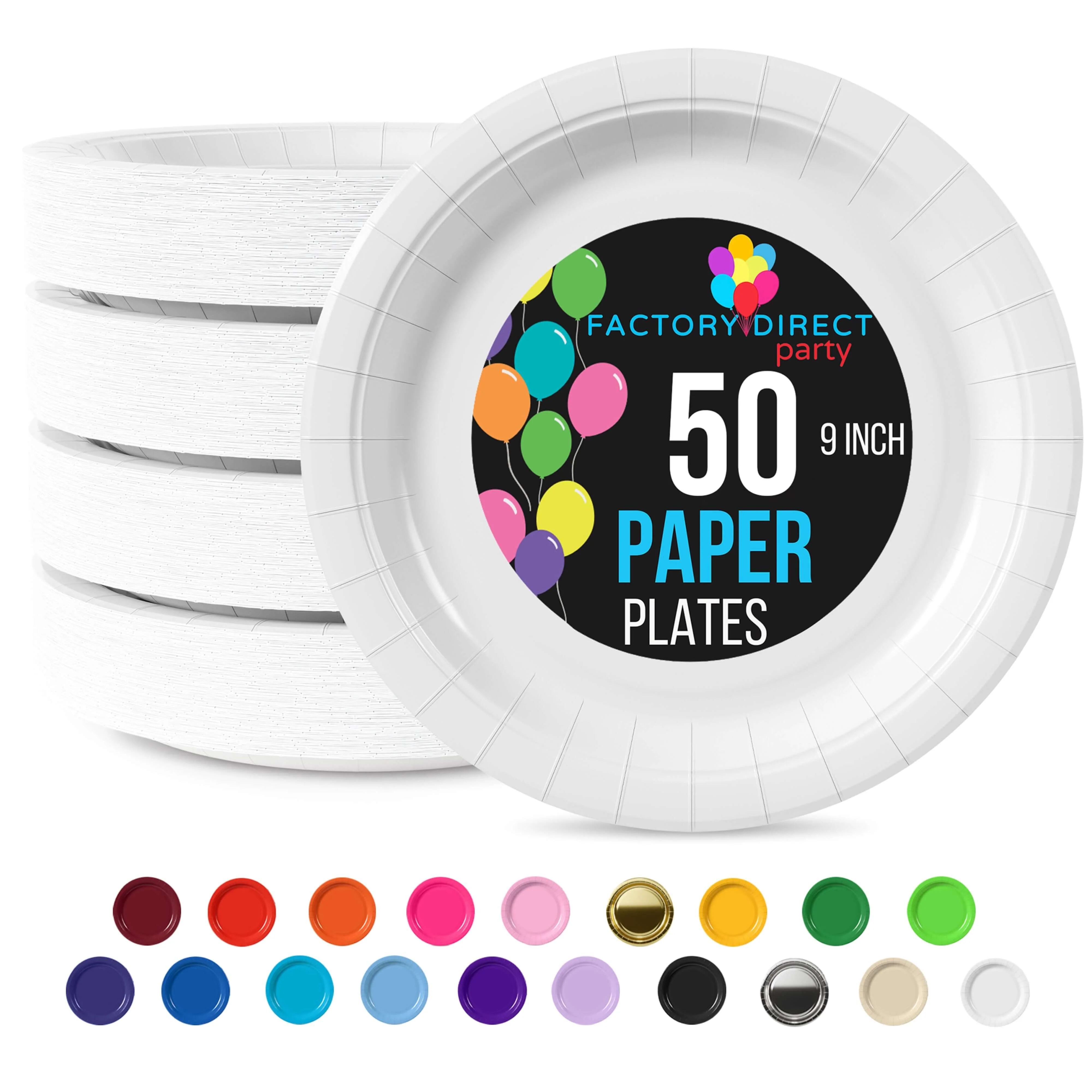 9 In. White Paper Plates - 50 Ct.