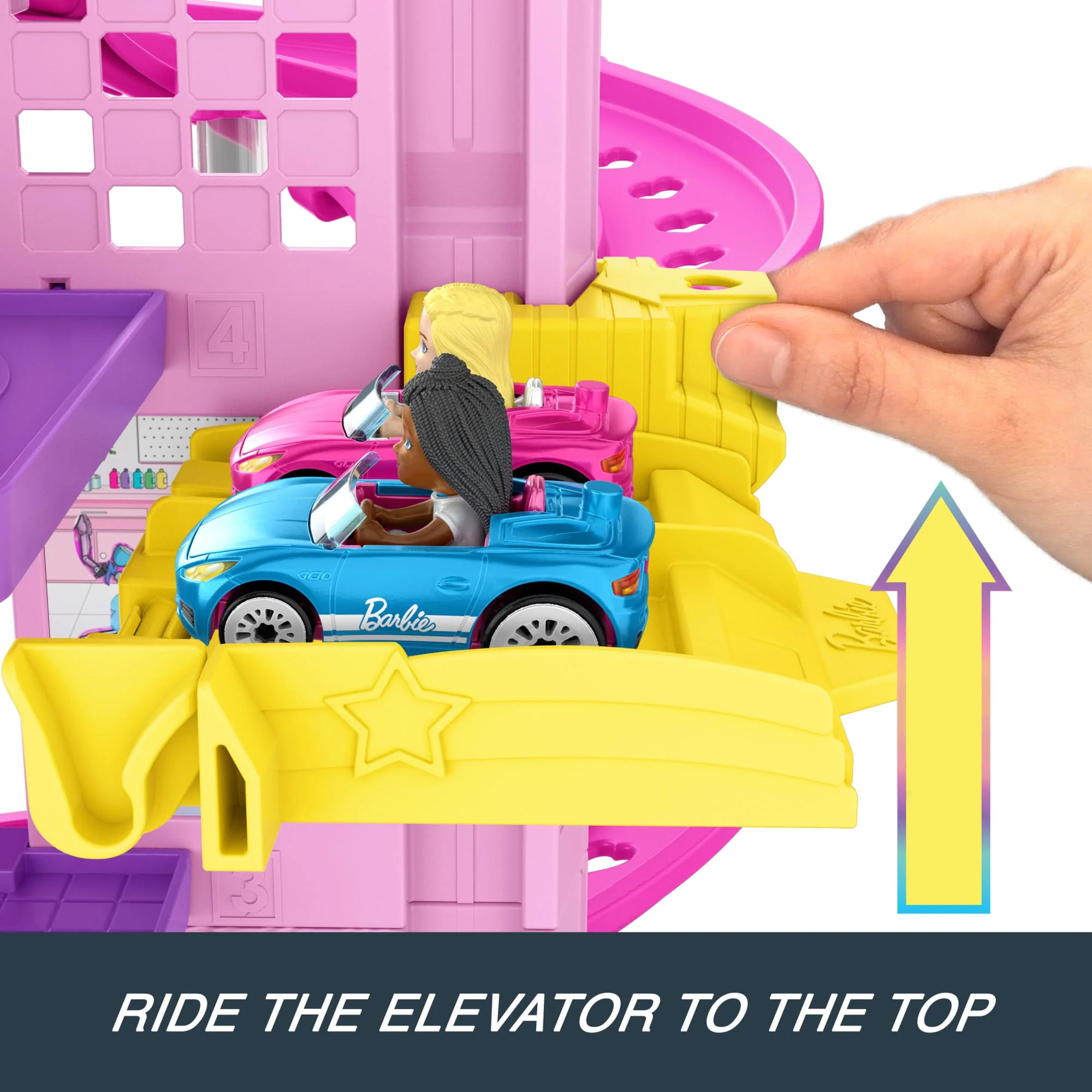 Hot Wheels Racerverse Barbie Spiral Race Track Set With Barbie ��Malibu�� & Barbie ��Brooklyn�� Toy Cars