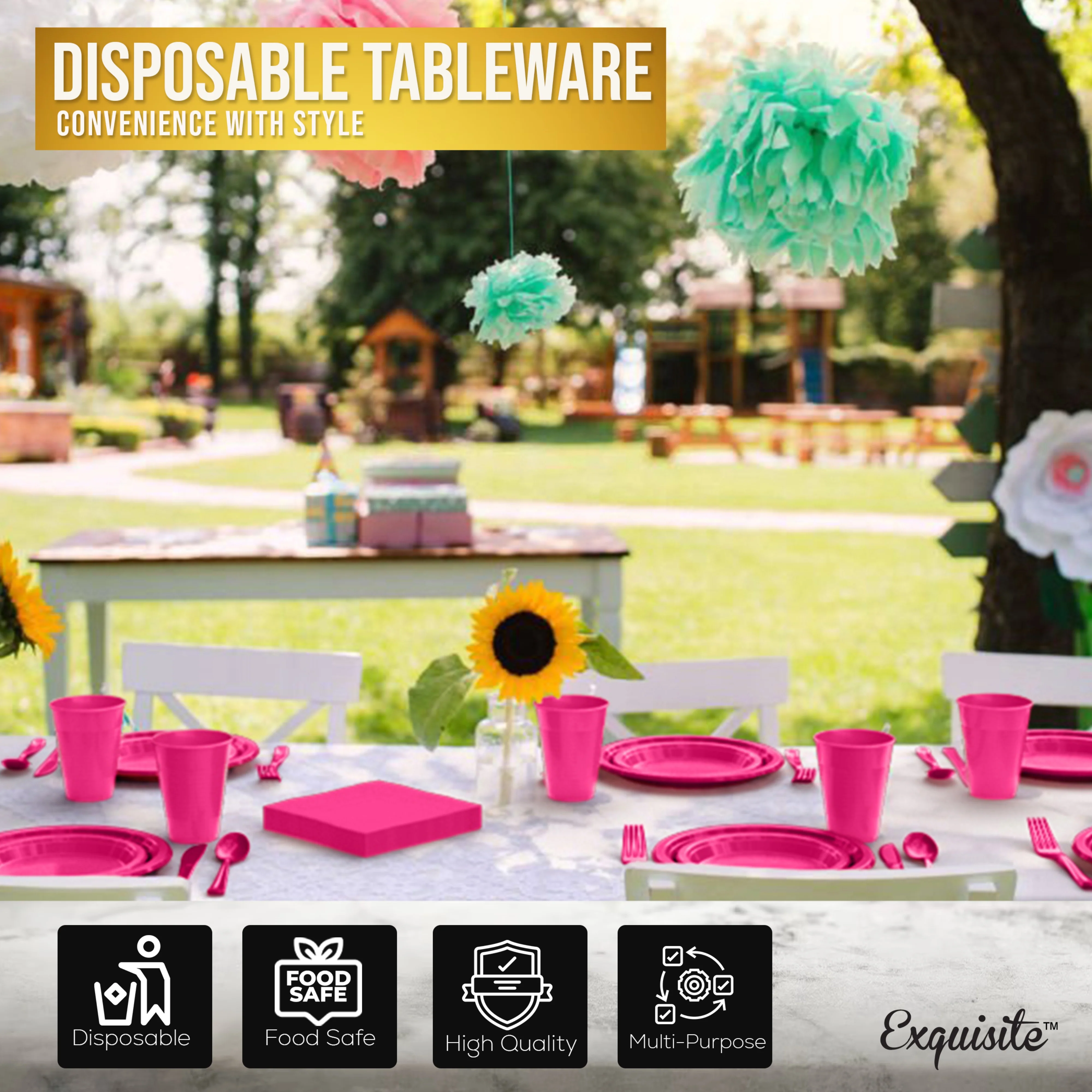 182 Piece Combo Set - Service For 26 - Hot Pink