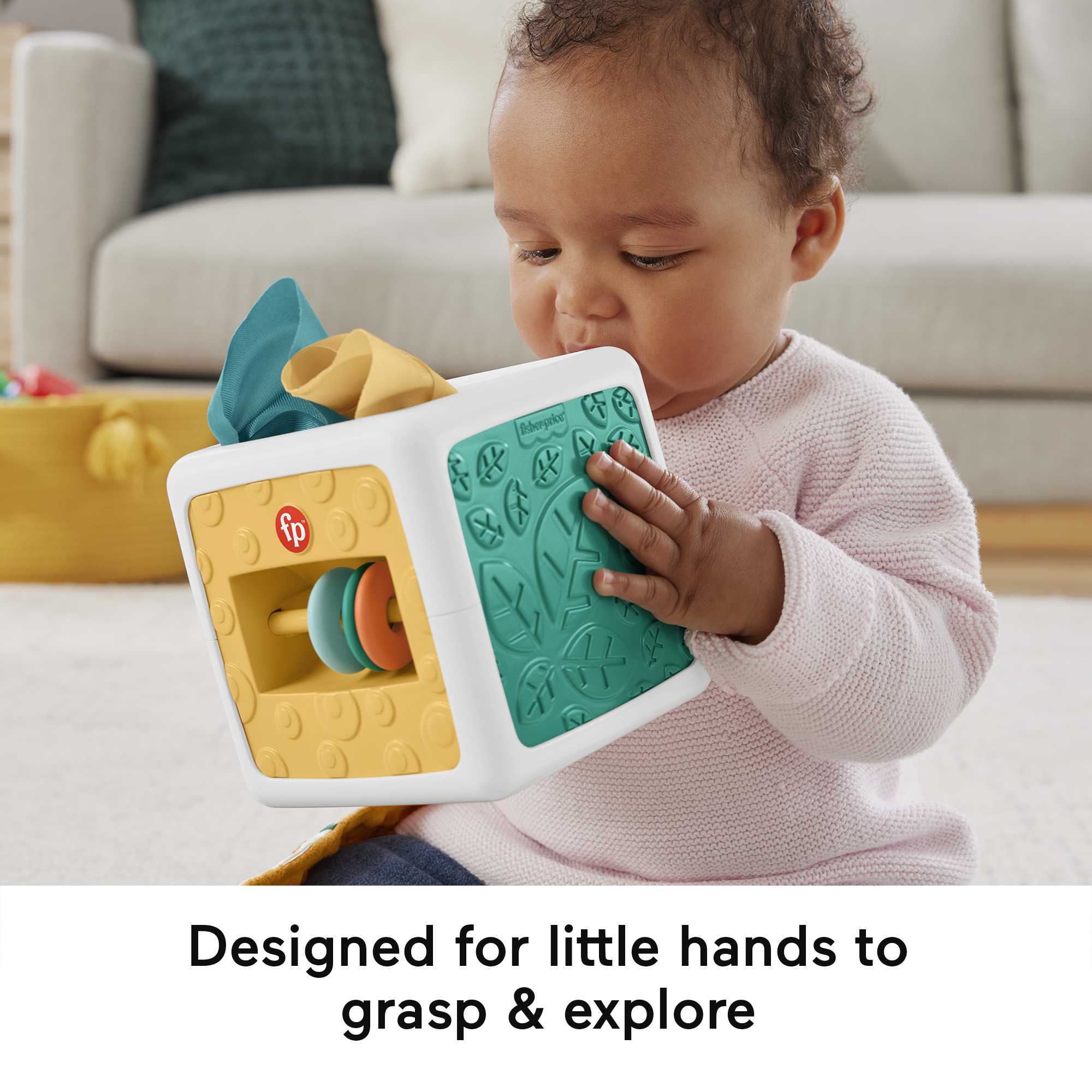 Fisher Price Tissue Fun Activity Cube Baby Sensory Crinkle Toys For Newborns