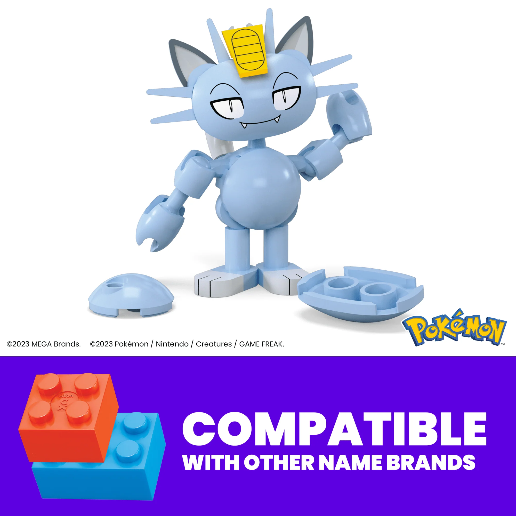 MEGA Pok��mon Alolan Meowth Building Toy Kit, Poseable Action Figure (28 Pieces) For Kids