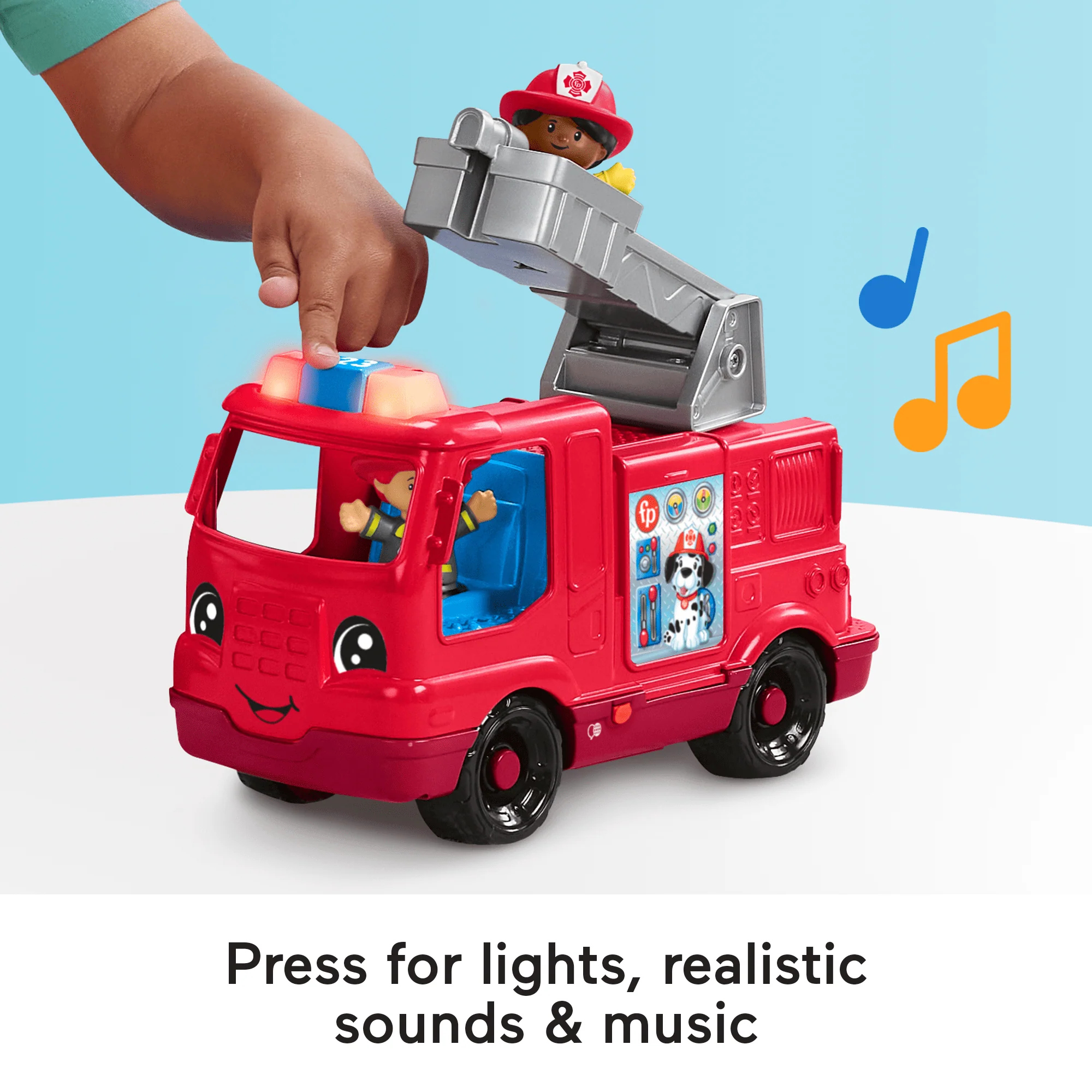 Fisher-Price Little People Fire Truck Musical Toddler Toy With Lights & 2 Figures, Multilanguage Version