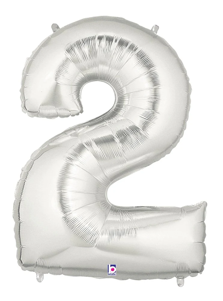 Betallic 2 Silver 34 inch Shaped Foil Balloon Polybagged 1ct