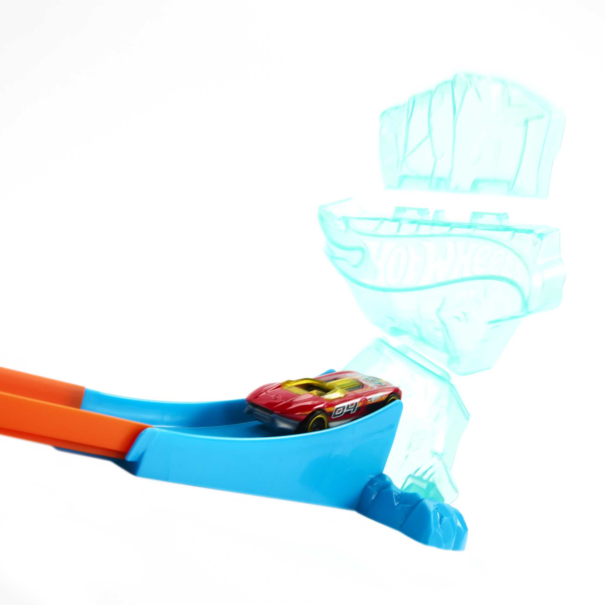 Hot Wheels Track Builder Ice Crash Playset With Toy Car, 10 Ice-Themed Track Pieces And Storage Box