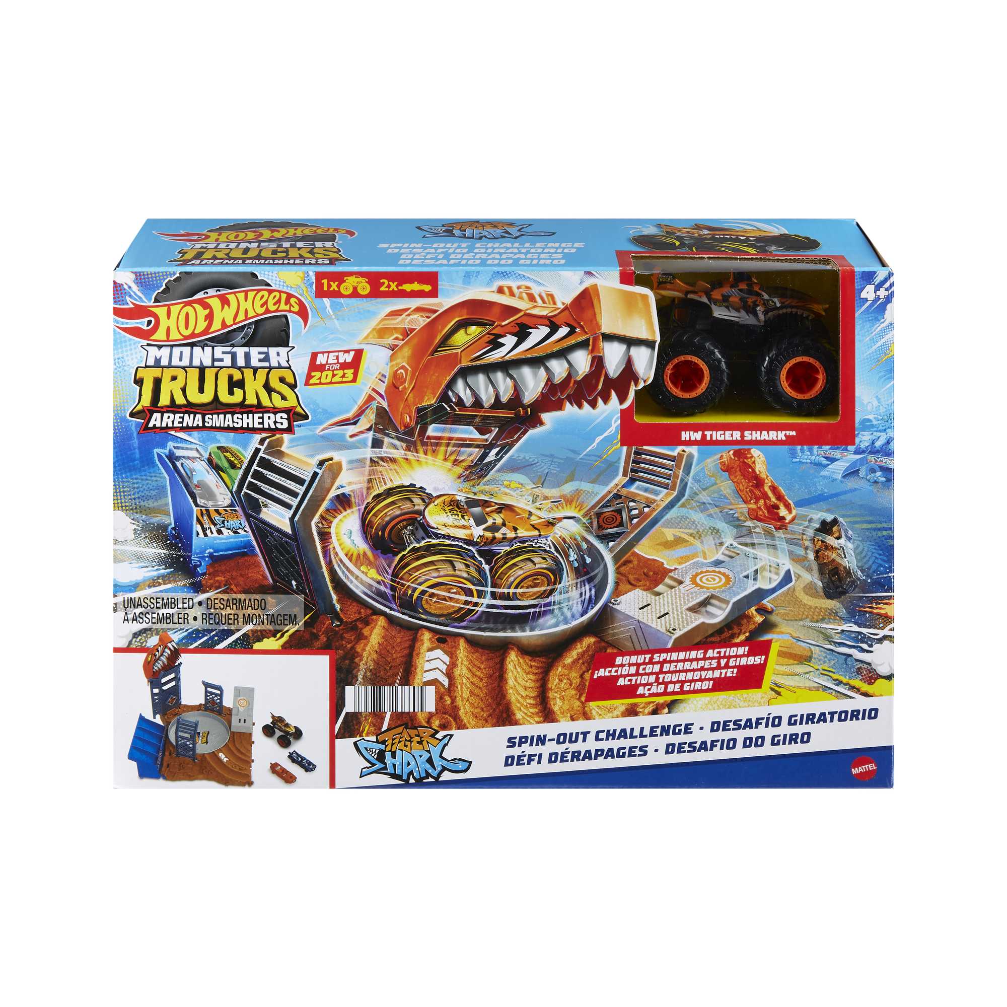 Hot Wheels Monster Trucks Pista de Juguete Arena de Demolici��n Semi-Finales Tiger Shark