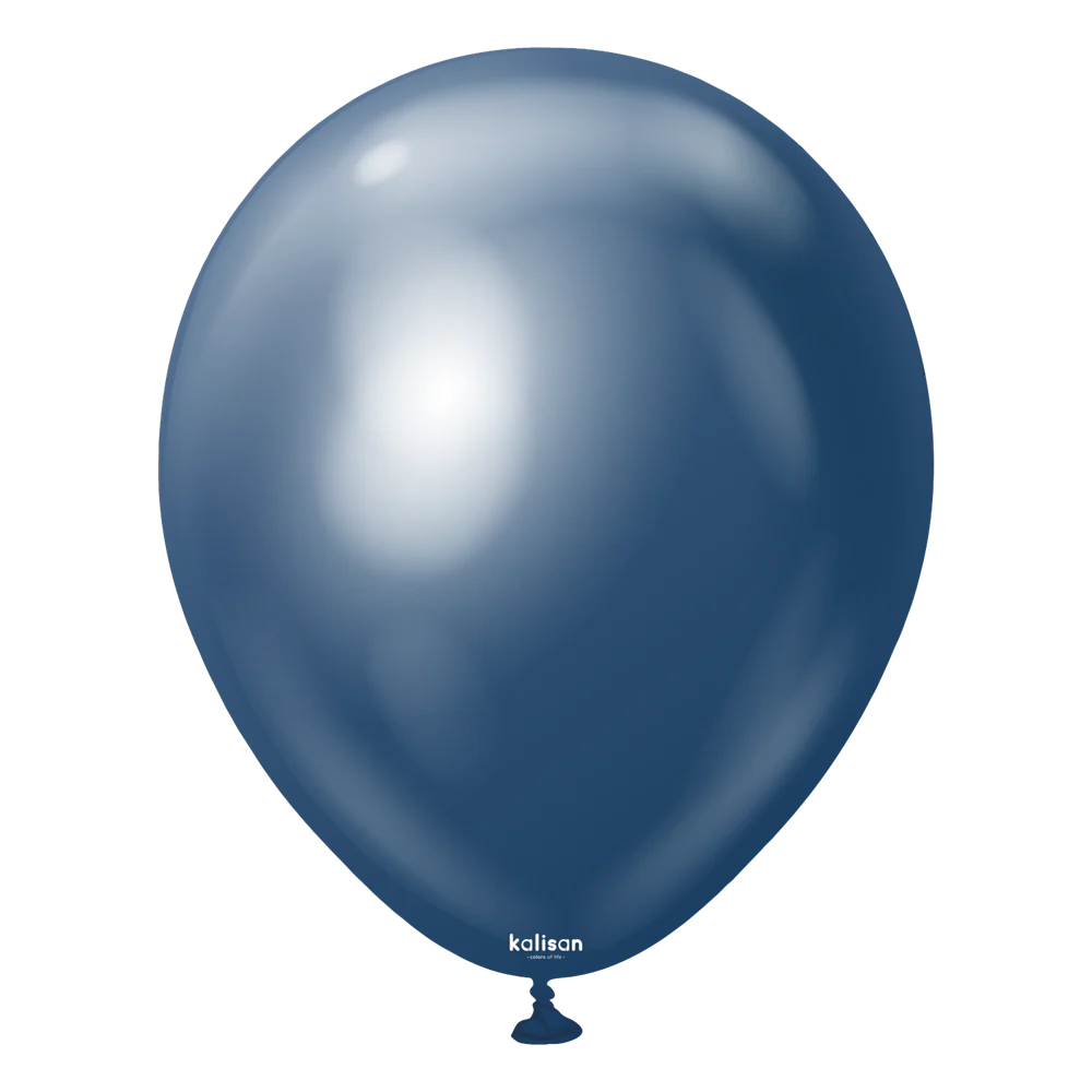 18 inch Kalisan Mirror Navy Latex Balloons 25ct