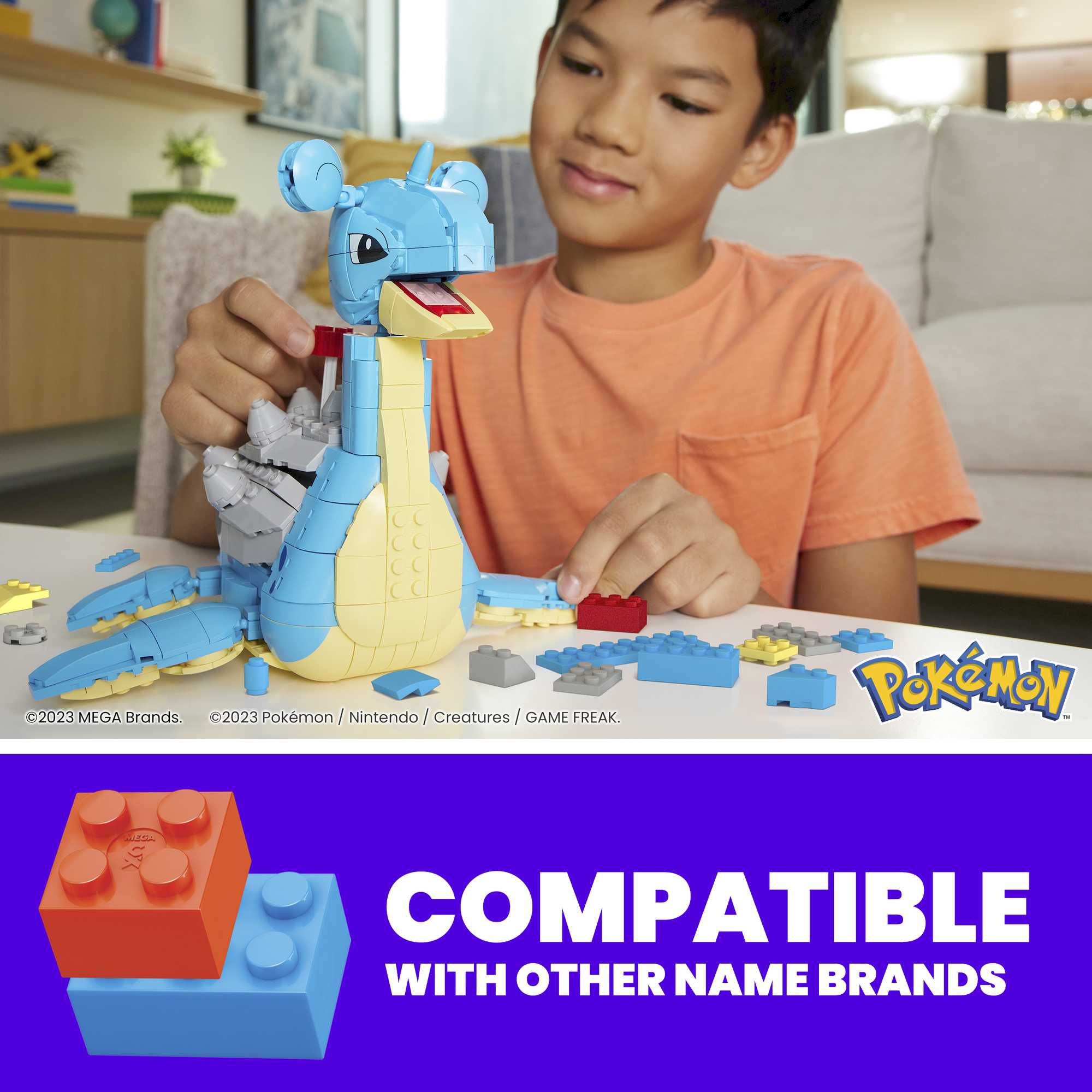 MEGA Pok��mon Lapras Building Toy Kit With Action Figure (527 Pieces) For Kids