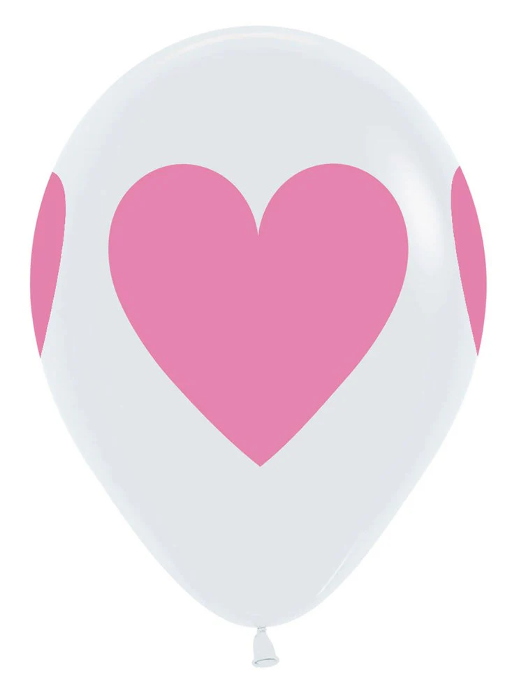 11 inch Sempertex Baby Pink Hearts Latex Balloons All Over Print 50ct