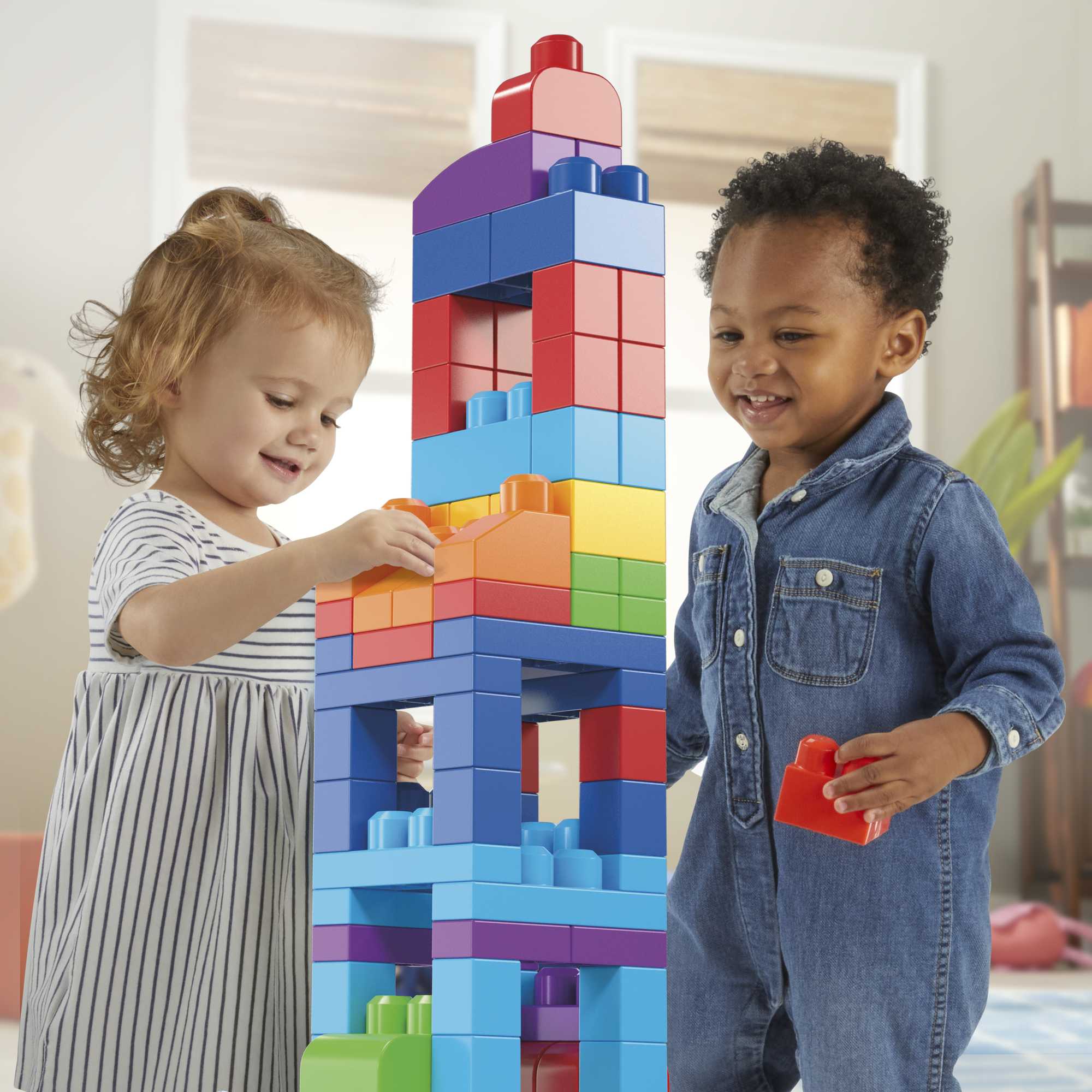 MEGA BLOKS Fisher-Price Toy Blocks Blue Big Building Bag With Storage (80 Pieces) For Toddler