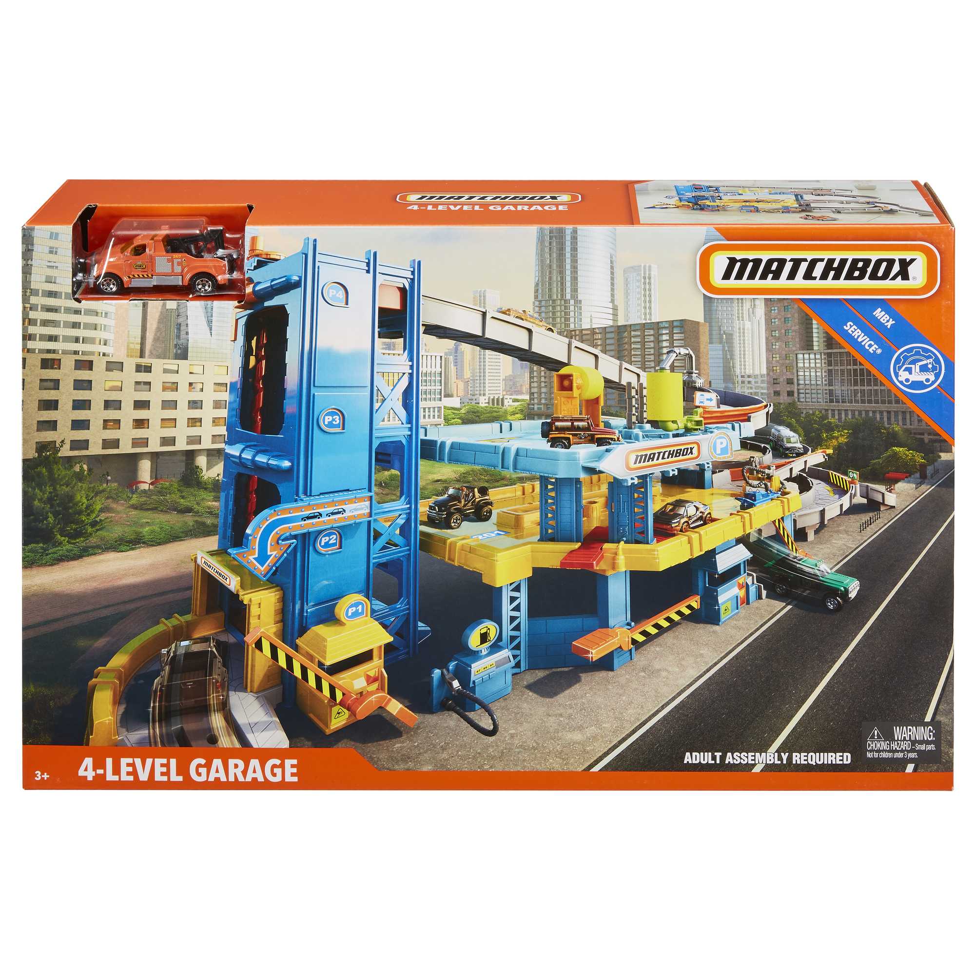 Matchbox Cars Playset, Garage With 4 Levels, 1:64 Scale Toy Tow Truck