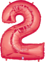 Betallic 2 Red 34 inch Shaped Foil Balloon Packaged 1ct