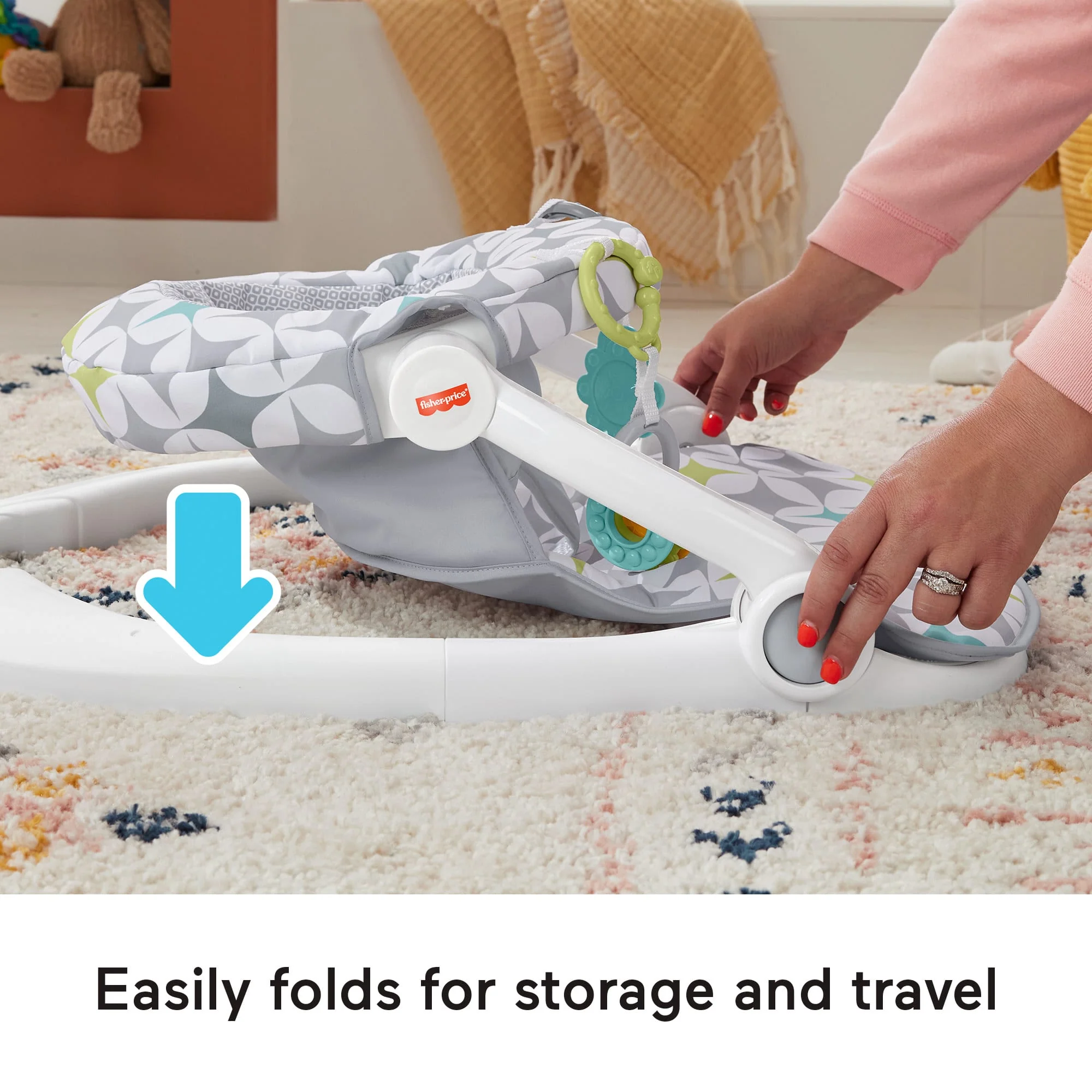 Fisher-Price Sit-Me-Up Floor Seat Portable Baby Chair With 2 Toys, Starlight Bursts