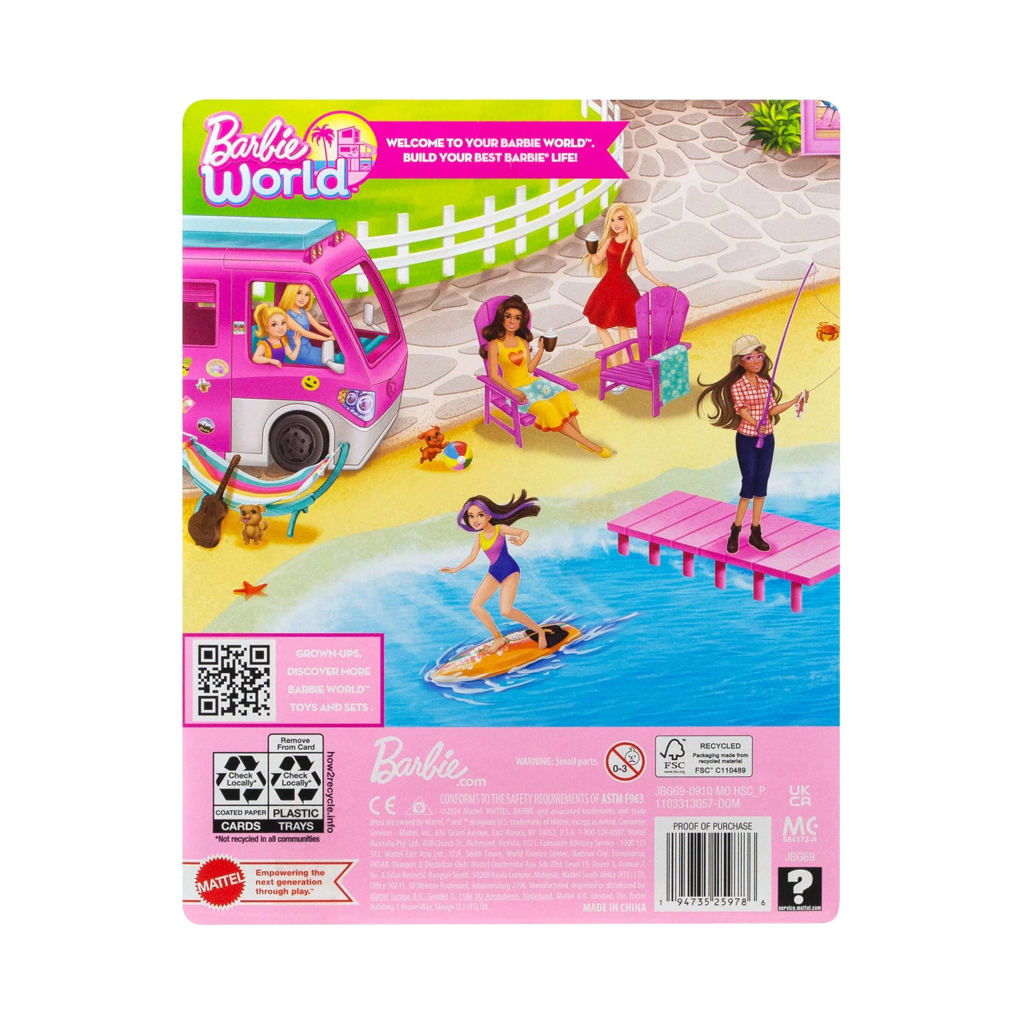 Barbie World Pink Chair Playset With 6 Accessories Including Furniture, Blankets, & Mugs