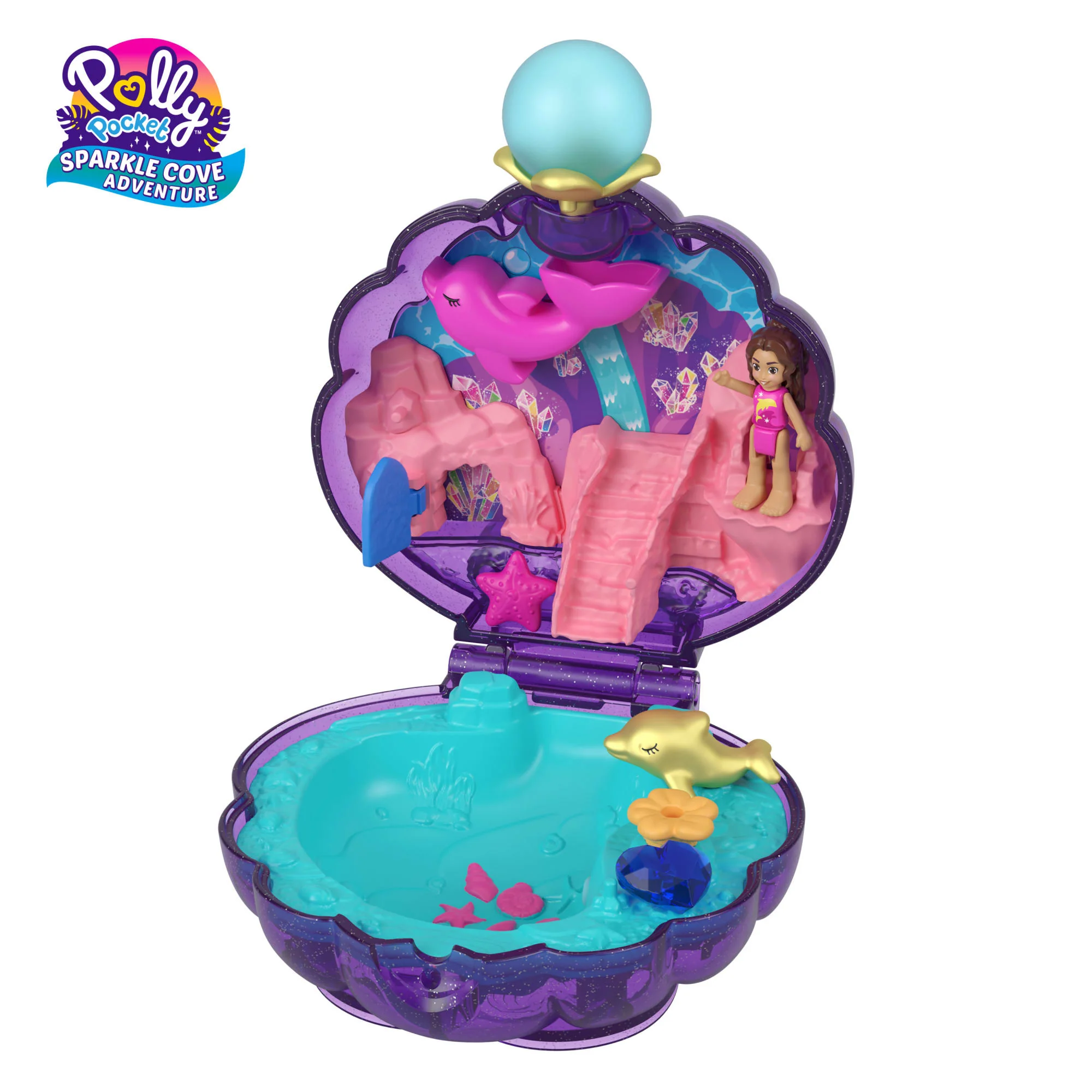 Polly Pocket Sparkle Cove Adventure Underwater Lagoon Compact Playset With Micro Doll & Accessories