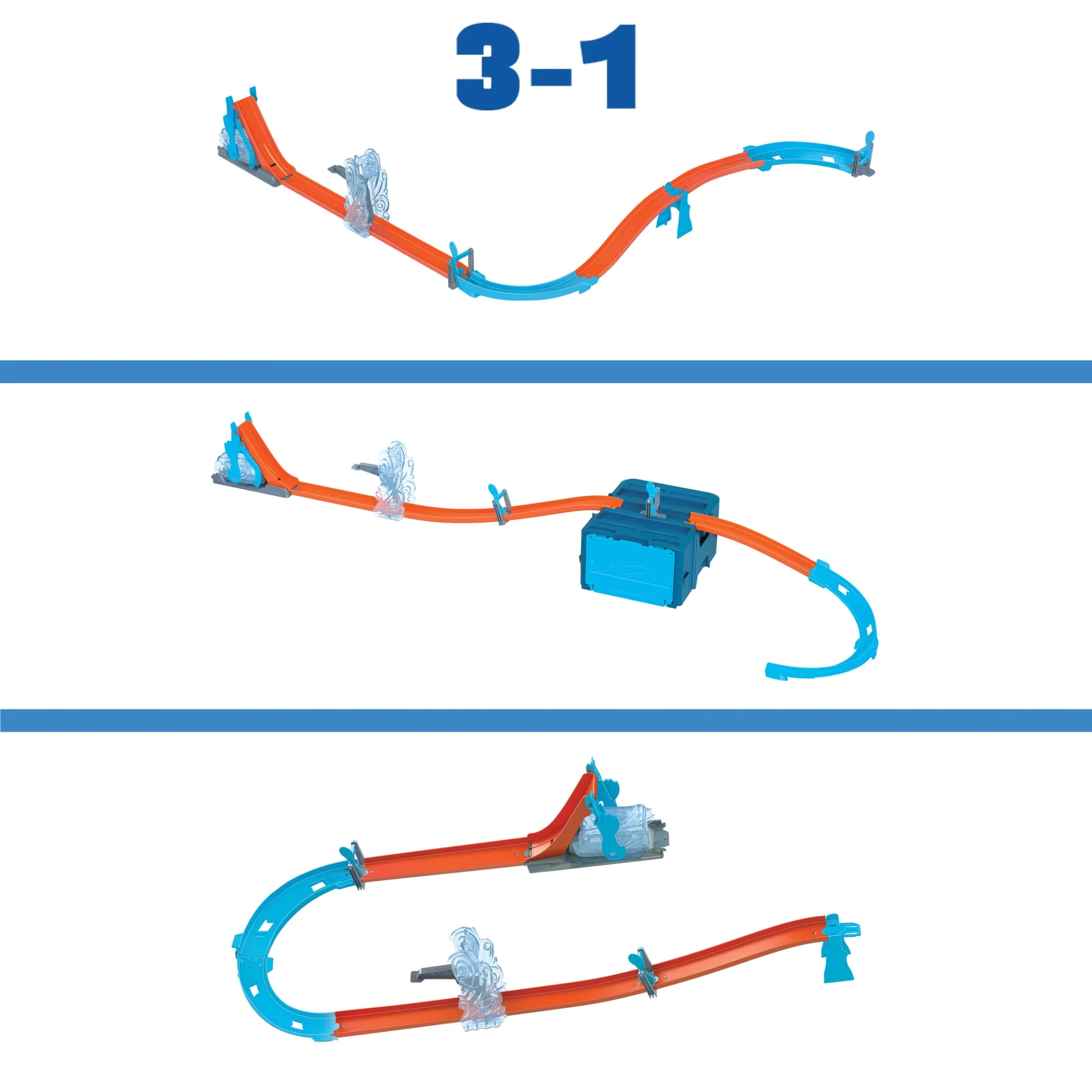 Hot Wheels Track Set, Blue Deluxe Track Builder Pack With Wind theme And 1 Hot Wheels Car
