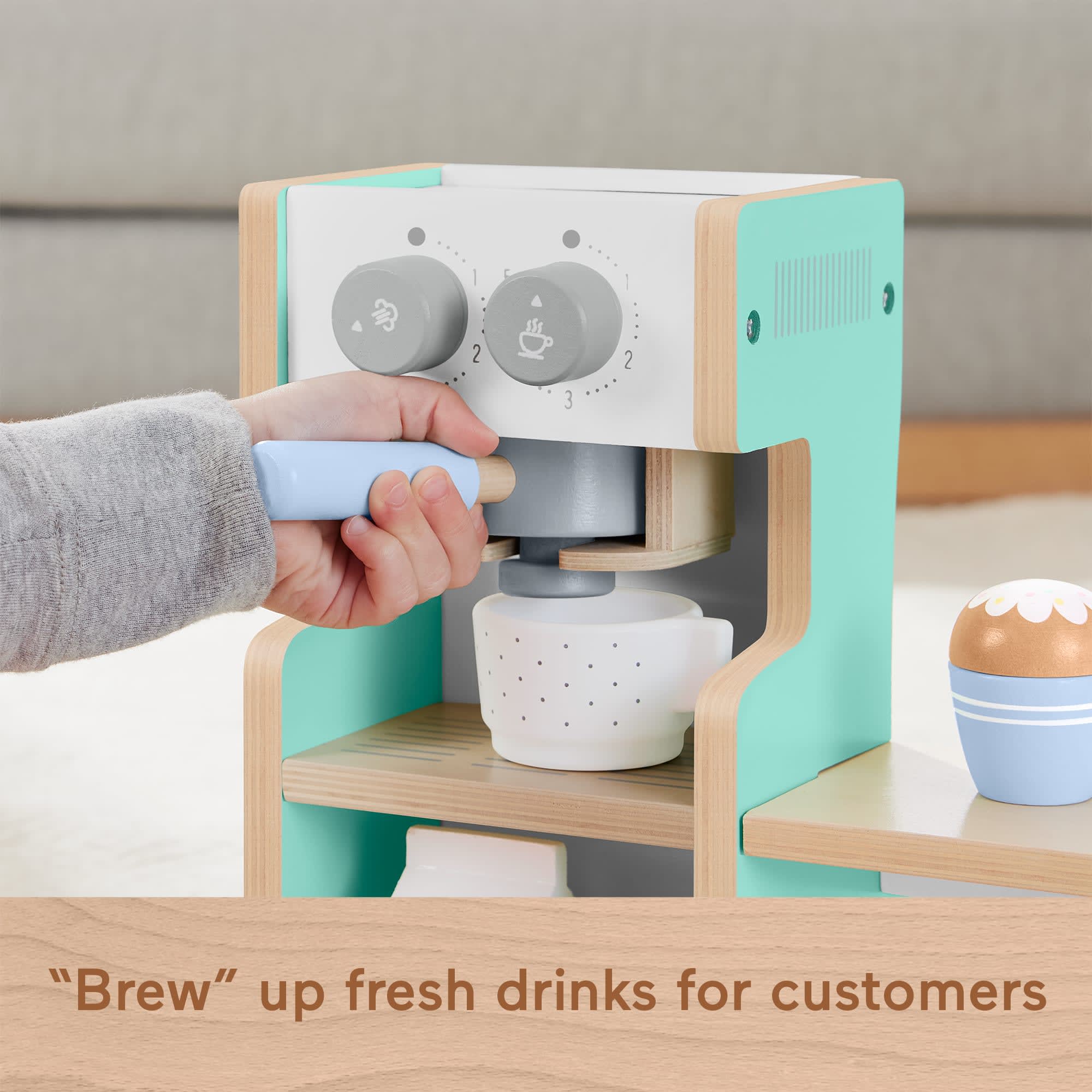 Fisher-Price Wooden Coffee Shop Set For Preschool Pretend Play, 20 Wood Pieces