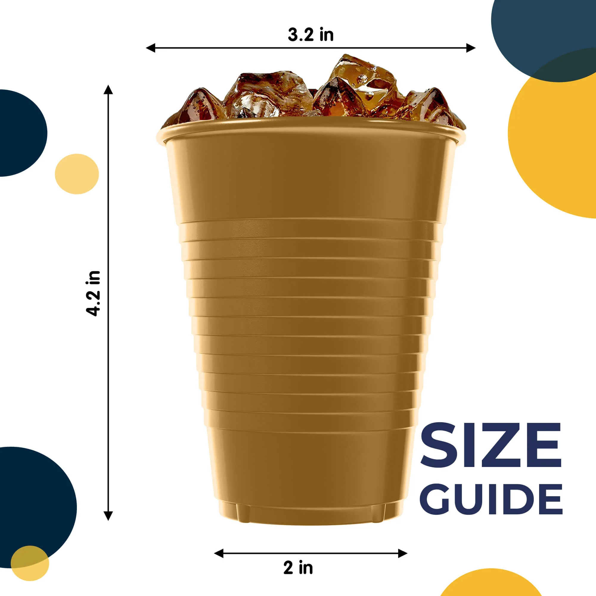 12 Oz. Gold Plastic Cups | 50 Count
