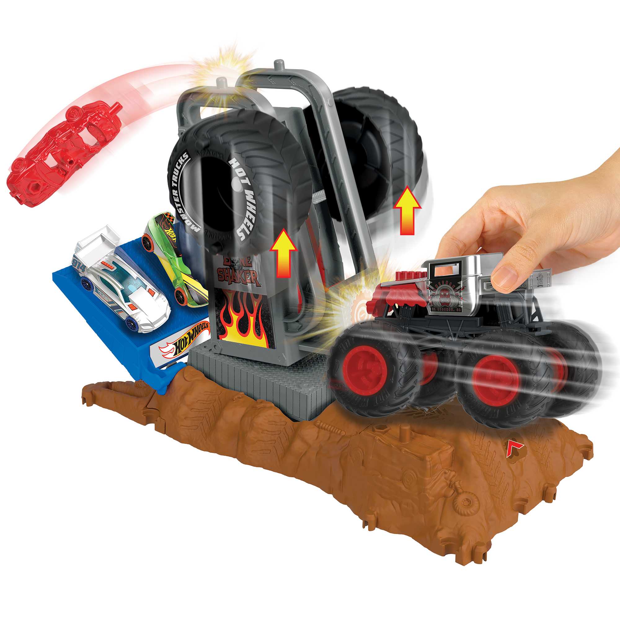 Hot Wheels Monster Trucks Pista de Brinquedo Arena de Demoli??o Desafio Bone Shaker para Iniciantes