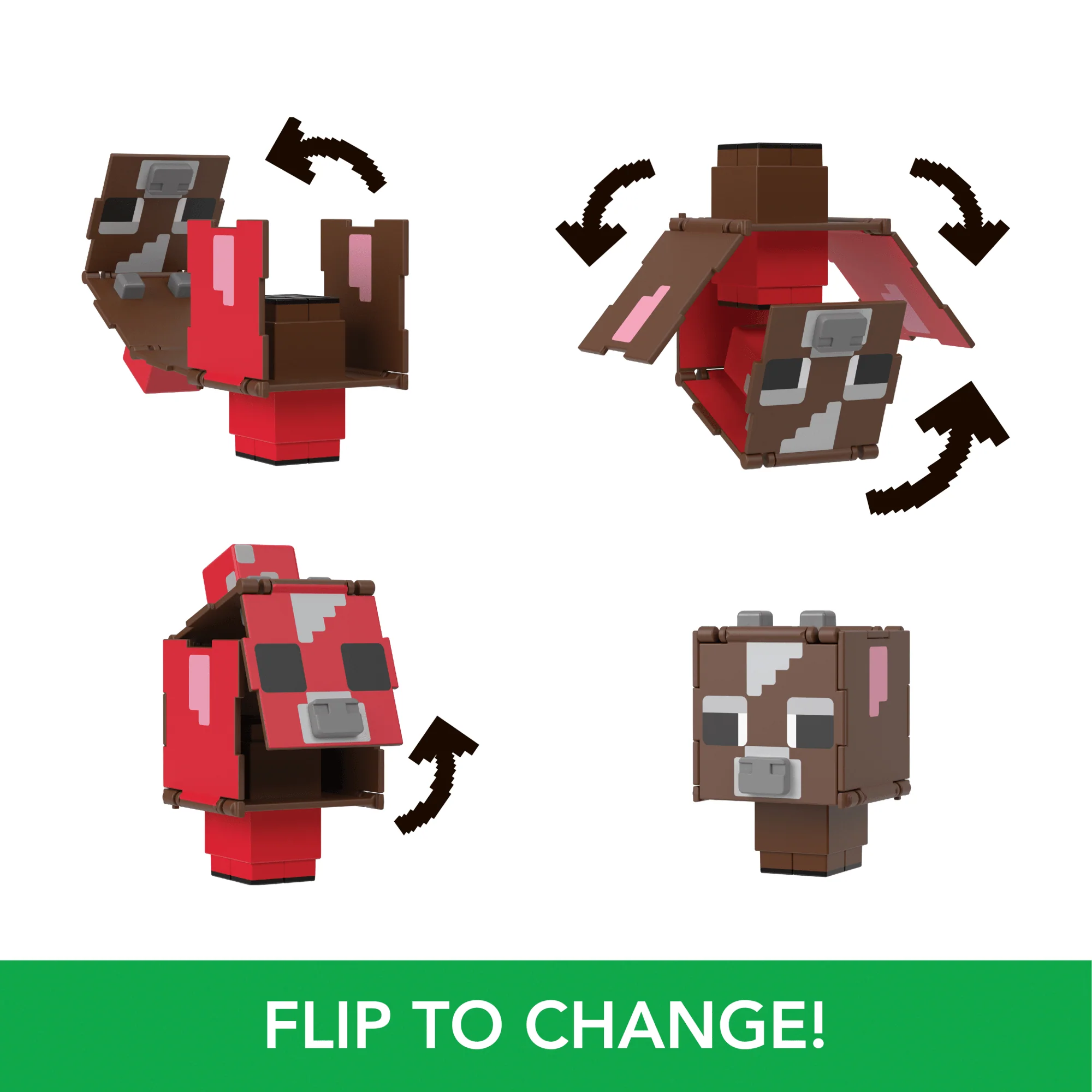 Minecraft Flippin�� Figs Figures Collection, 2-in-1 Fidget Play, 3.75-in Scale & Pixelated Design (Characters May Vary)