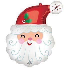 Anagram Smiley Santa Head 27in Satin Foil Balloon FLAT