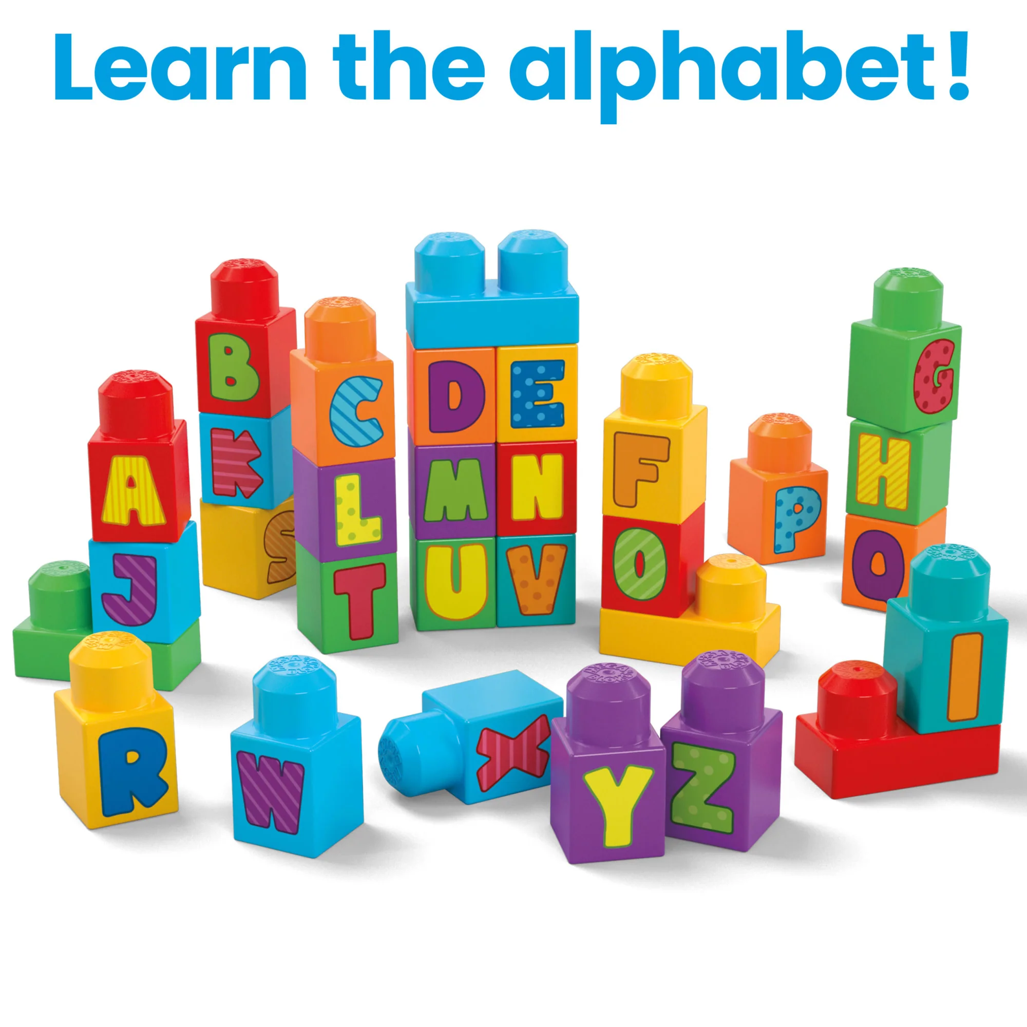 MEGA Bloks Fisher-Price ABC Building Bag Block Toy With Storage (30 Pieces) For Toddler