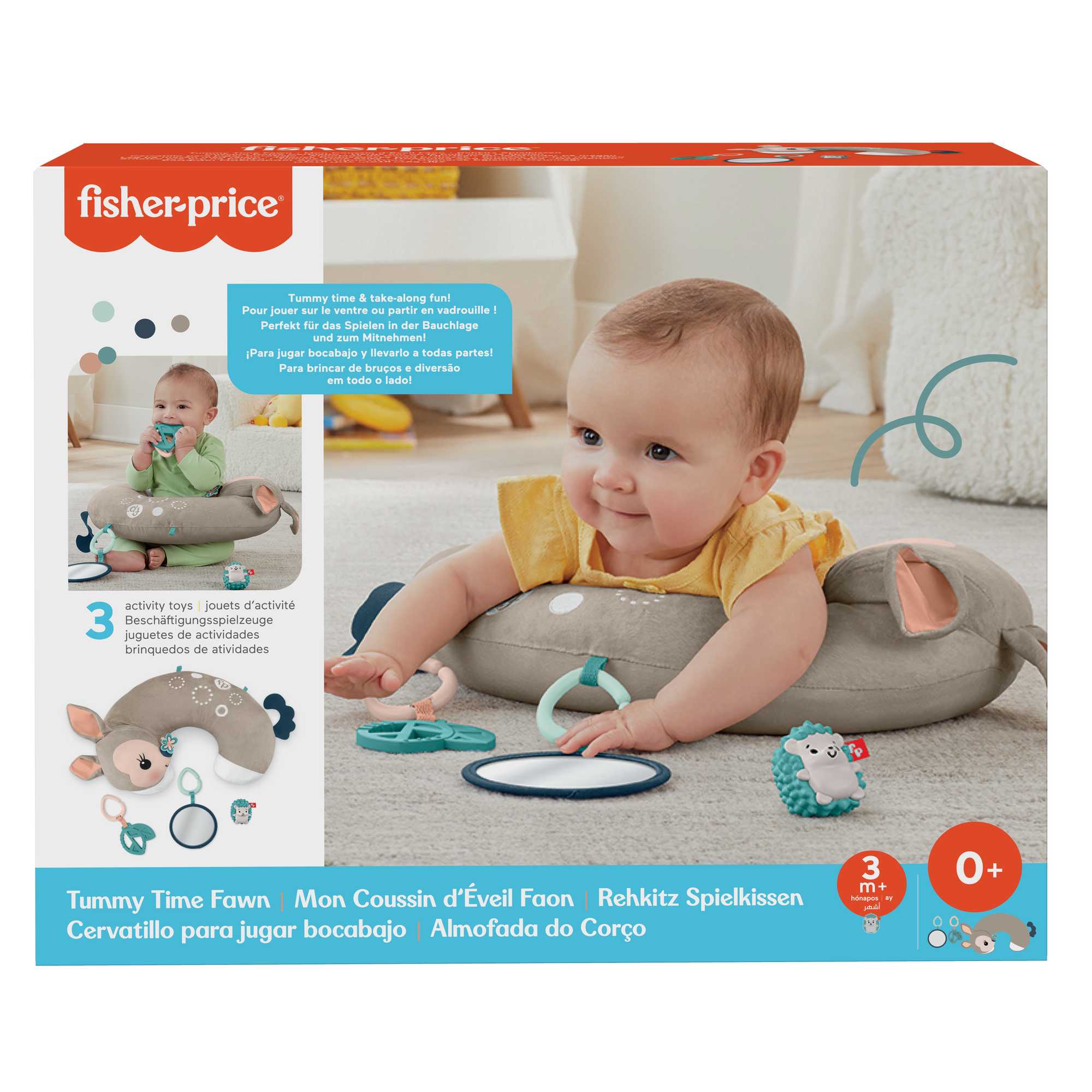 Fisher-Price Tummy Time Fawn Wedge Newborn Toy Set
