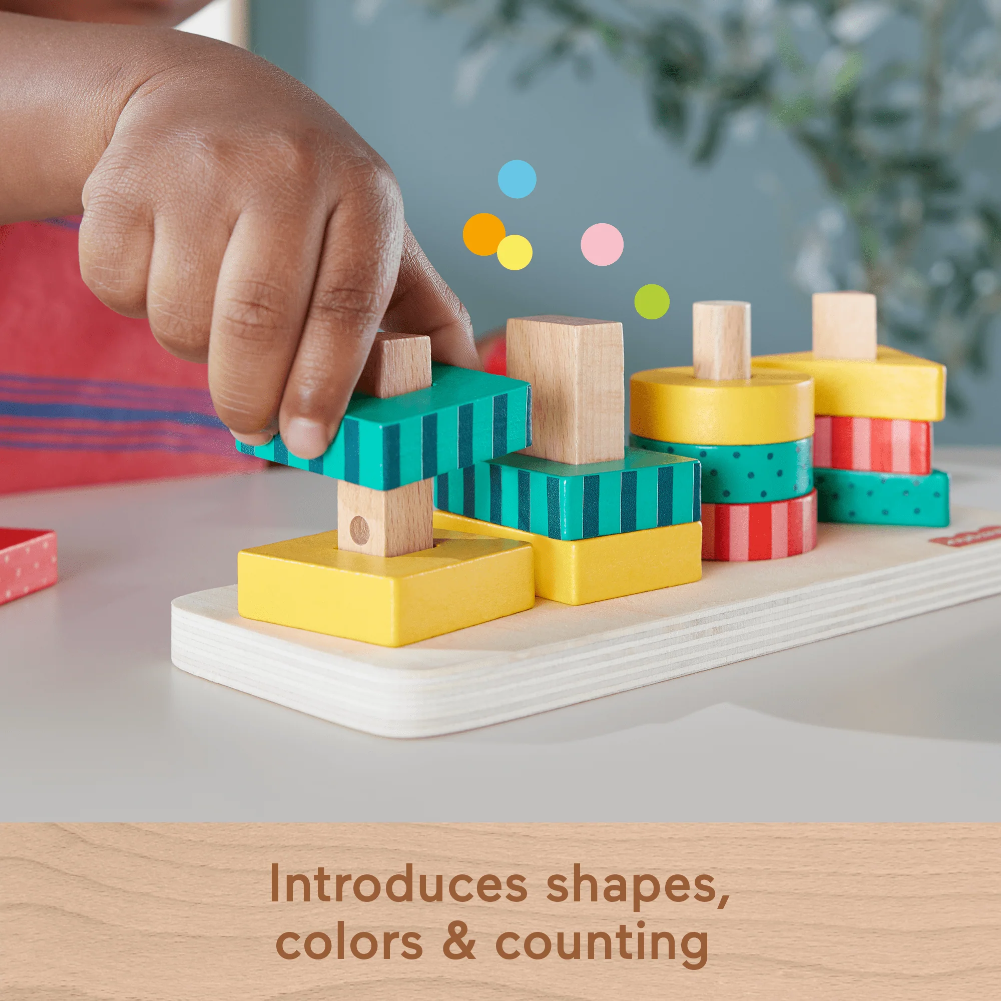 Fisher-Price Wooden Shape Stacker Toddler Sorting Toy, 13 Wood Pieces