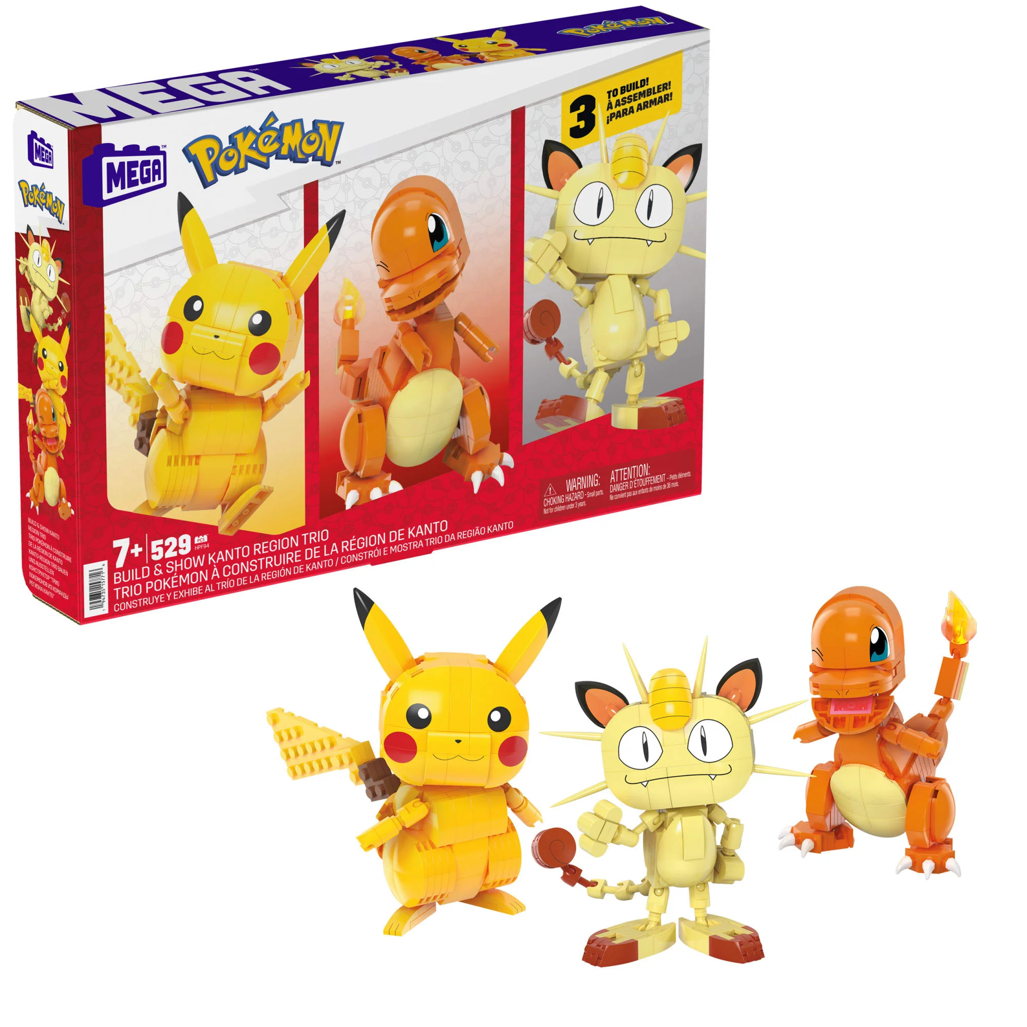 MEGA Pok��mon Building Kit, Kanto Region Trio With 3 Action Figures (529 Pieces) For Kids