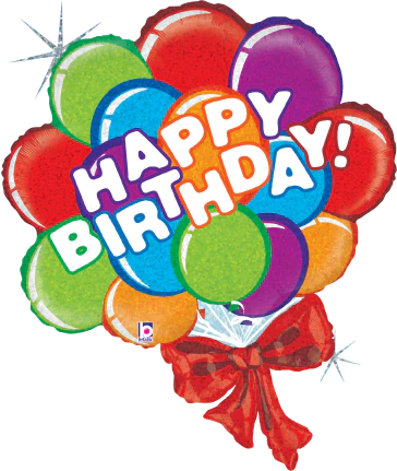 Betallic Birthday Balloon Bow 29 inch Holographic Shaped Foil Balloon Packaged 1ct