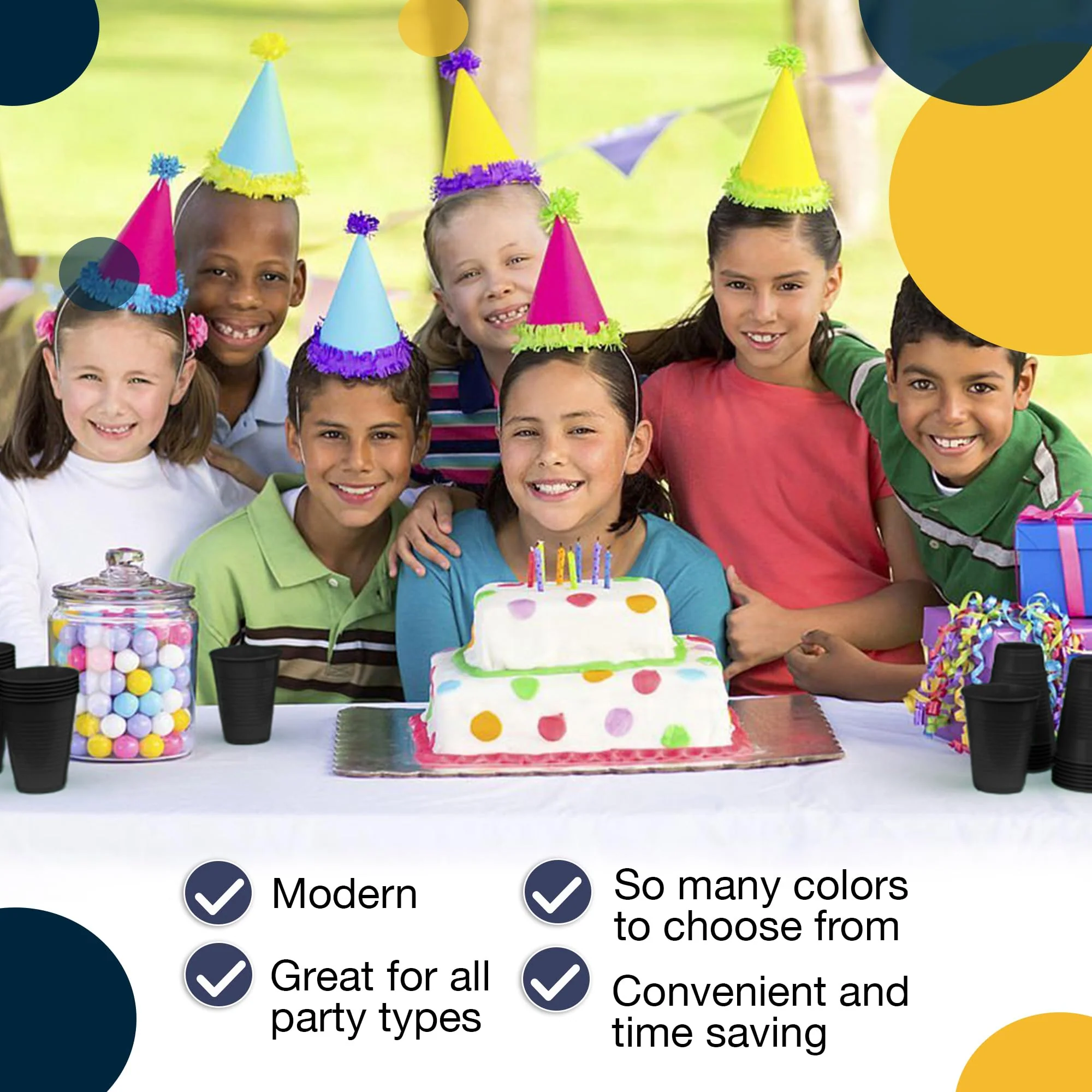 12 Oz. Black Plastic Cups | 50 Count