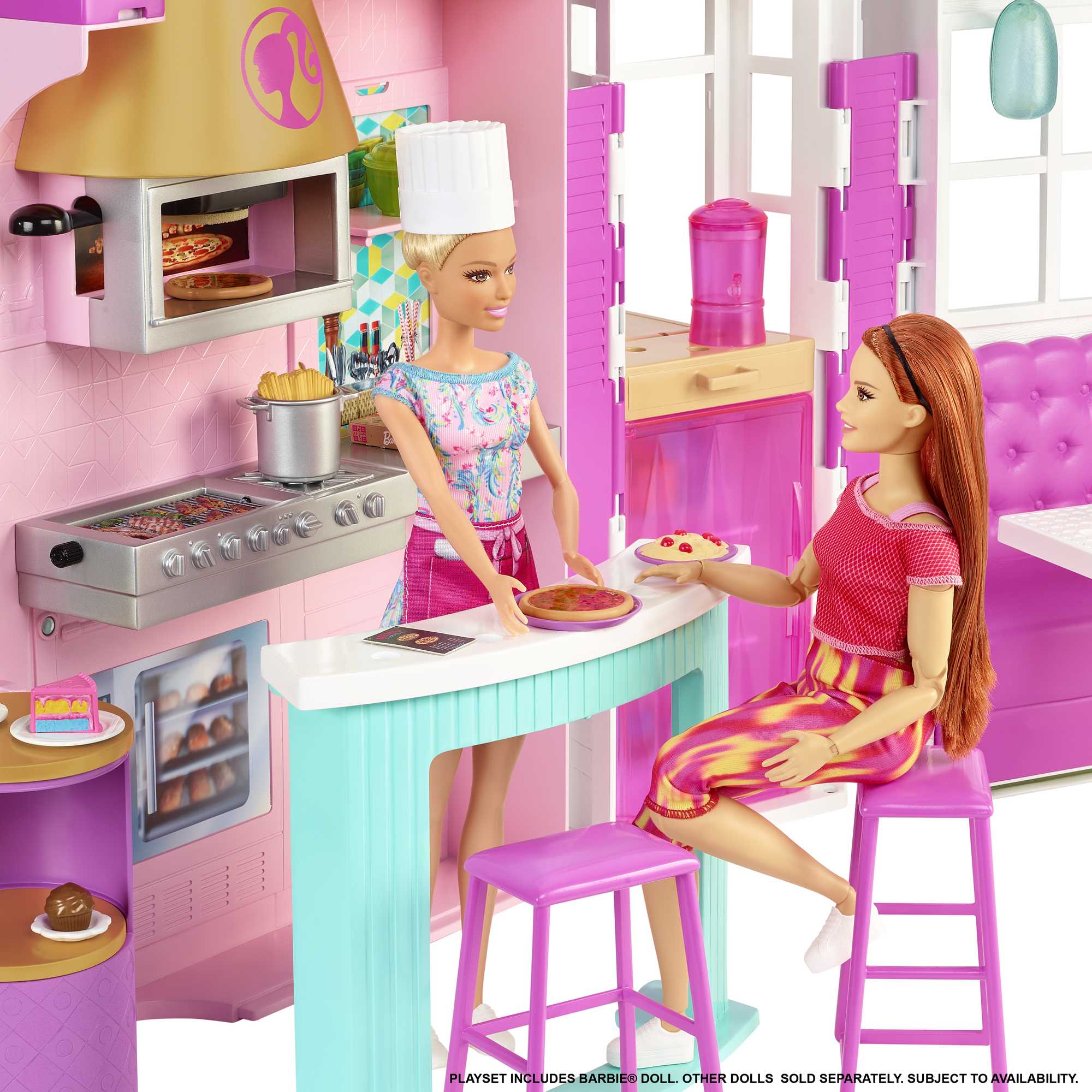 Barbie Cook ��n Grill Restaurant Doll & Playset With 30+ Pieces, For 3 To 7 Year Olds