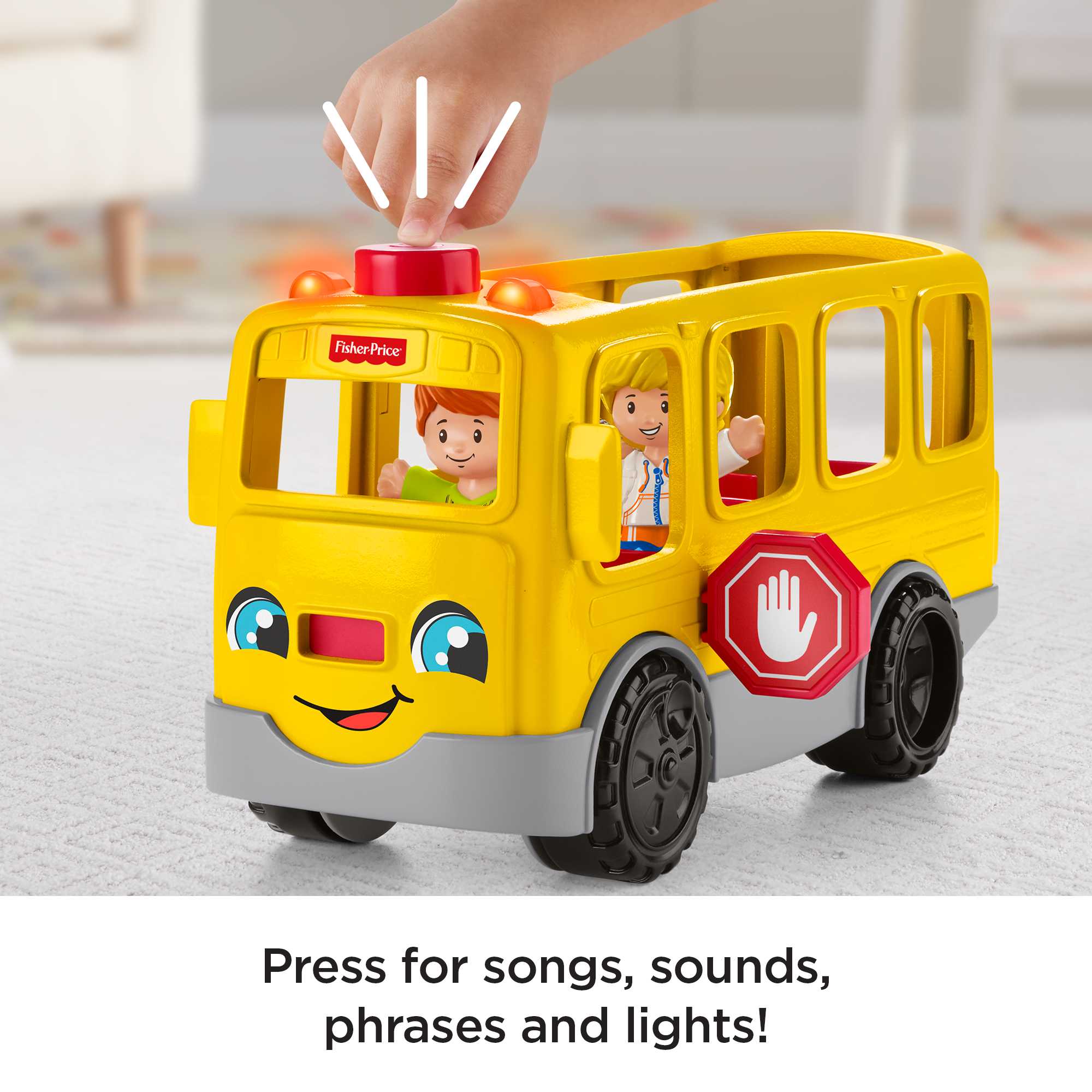 Fisher-Price Little People School Bus Toy With Lights And Sounds, 2 Figures, Toddler Toy, Ffp