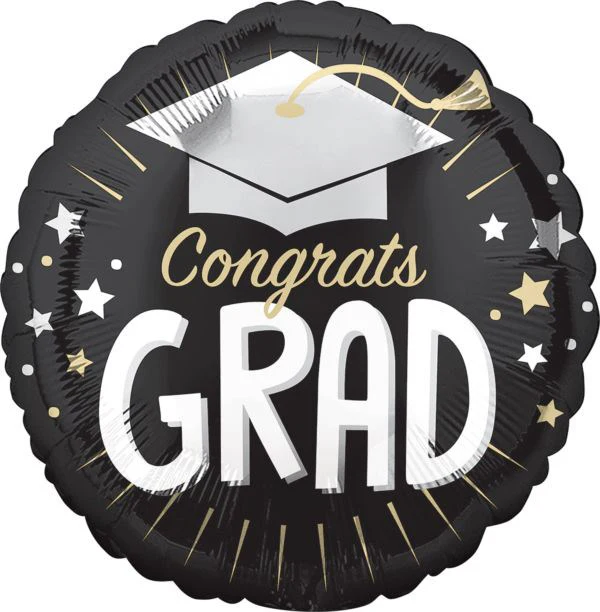 Anagram Congrats Grad Silver Cap 18in Foil Balloon FLAT