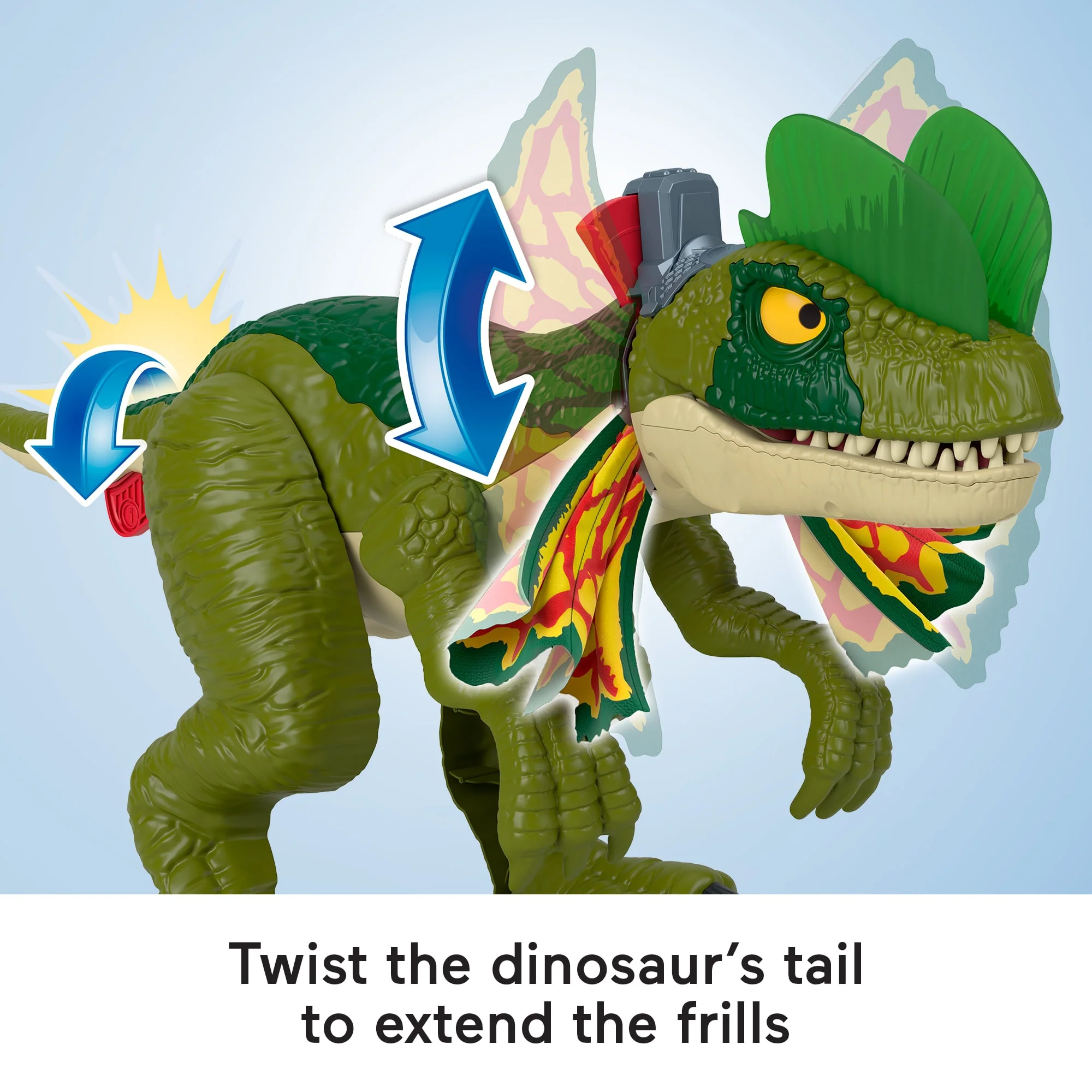 Imaginext Jurassic World Thrash Attack Dilophosaurus Dinosaur Toy With Lights & Sounds For Kids
