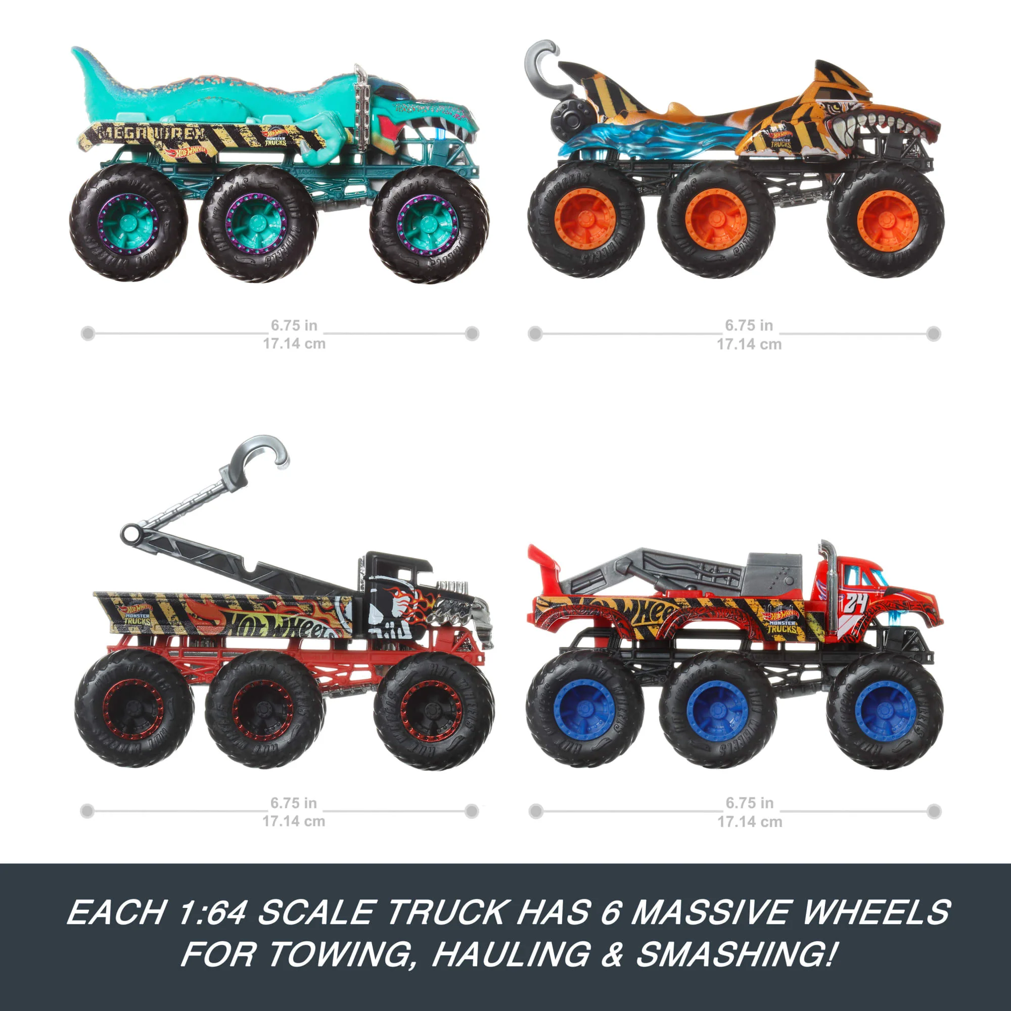 Hot Wheels Monster Trucks Big Rigs, 1:64 Scale Die-Cast Toy Truck With 6 Wheels