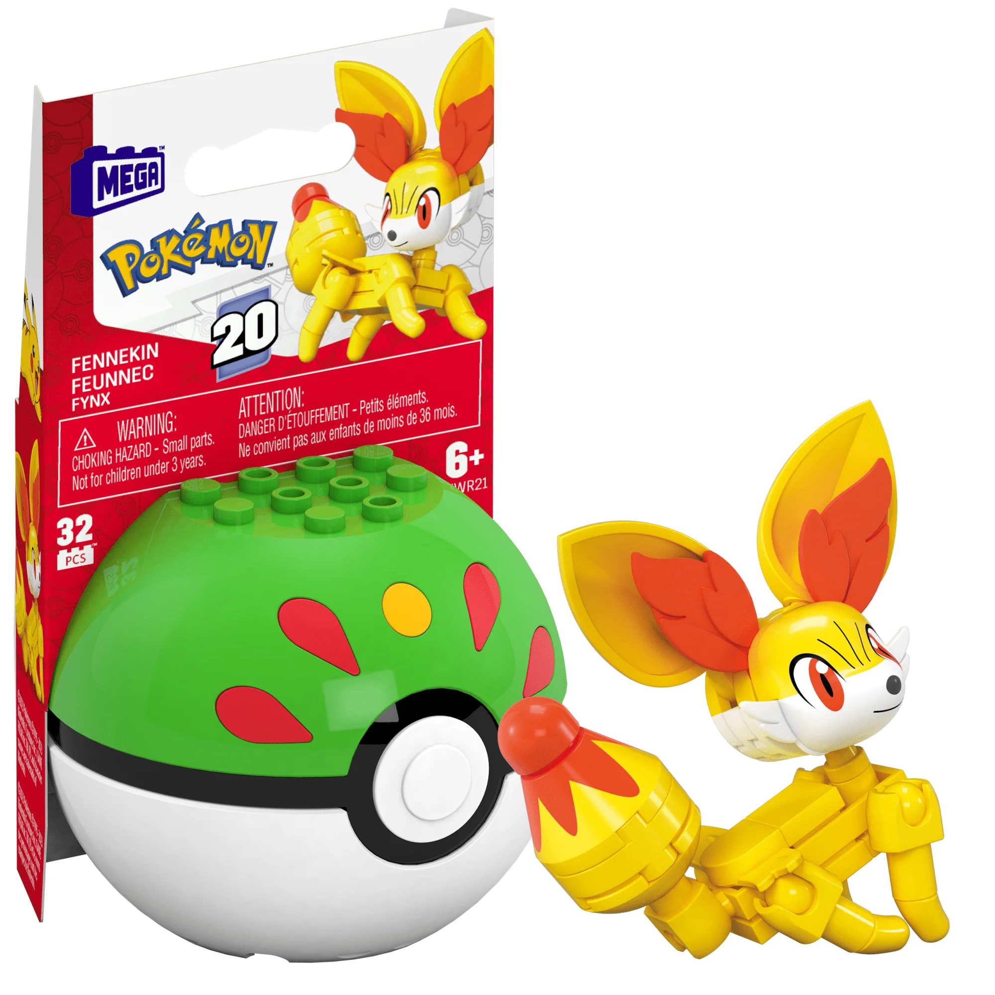 MEGA Pok��mon Fennekin Building Toy Kit, Poseable Action Figure (32 Pieces) For Kids