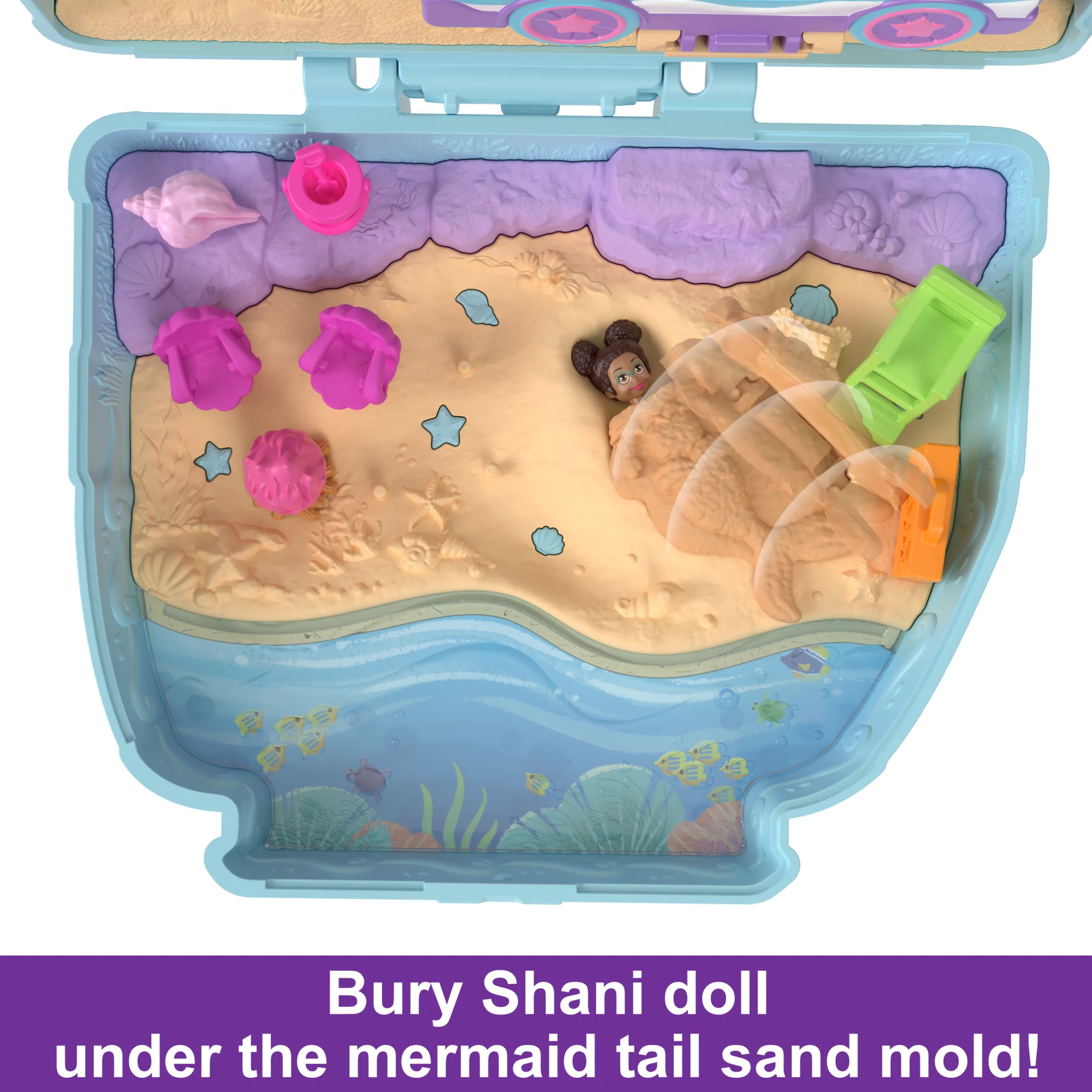 Polly Pocket Dolls And Playset, Travel Toys, Seaside Puppy Ride Compact