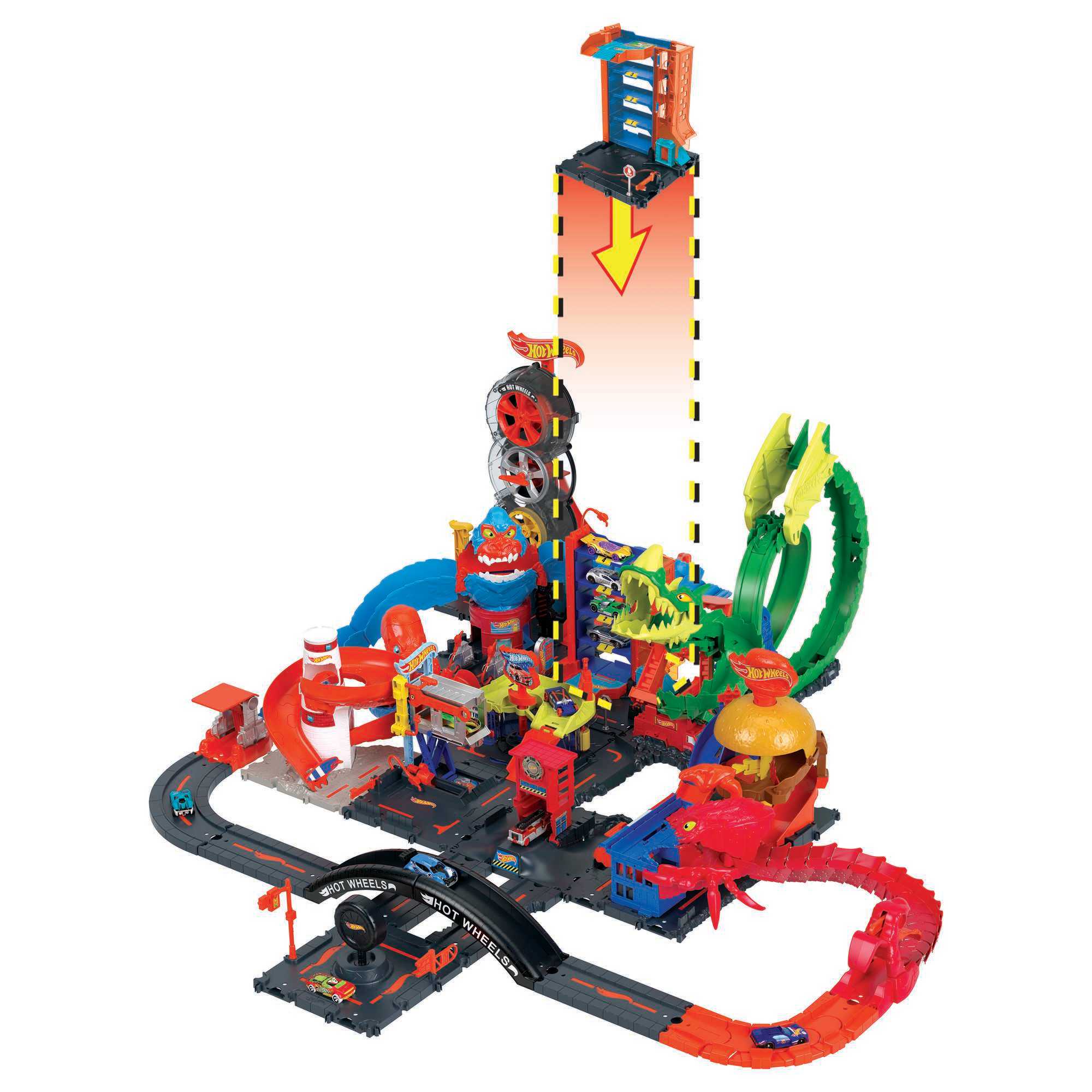 Hot Wheels Let's Race Netflix - City Downtown Car Park Playset, Gift For Kids Ages 4 To 8
