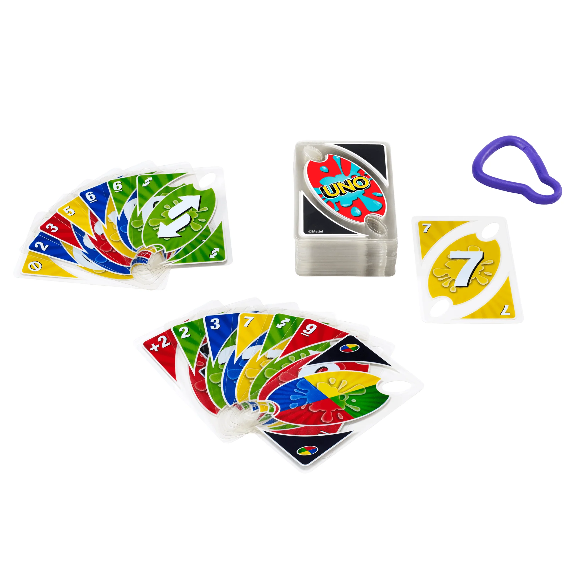 UNO Splash Card Game With Waterproof Cards And Portable Clip For Travel
