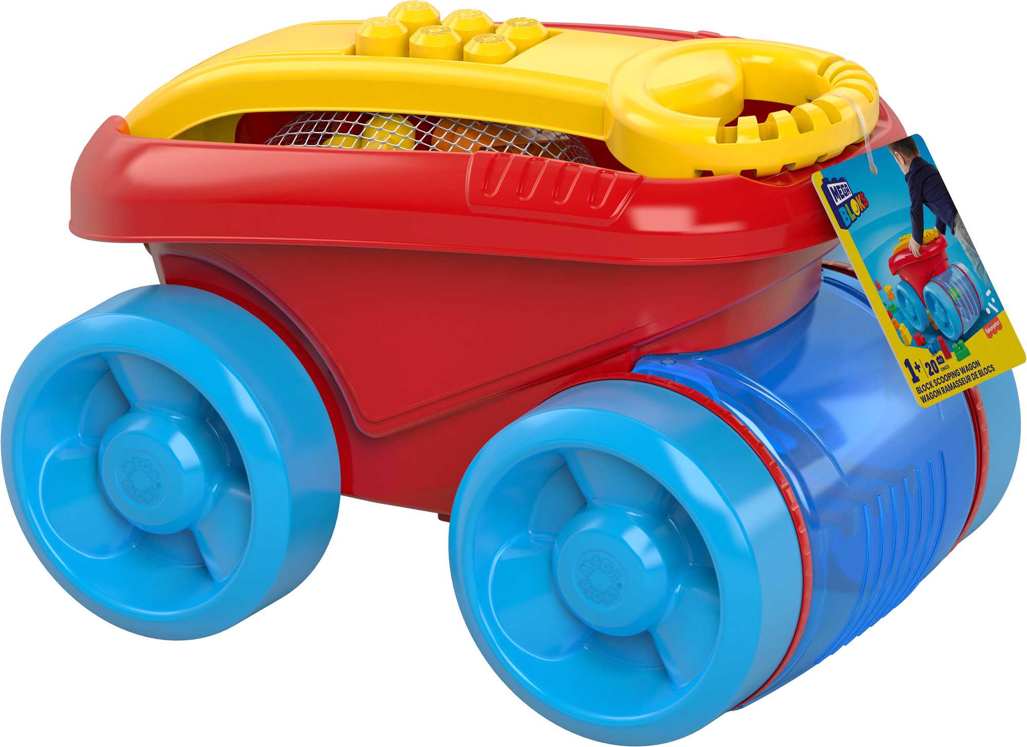 MEGA BLOKS Fisher Price Blue Block Scooping Wagon Building Toy (21 Pieces) For Toddler
