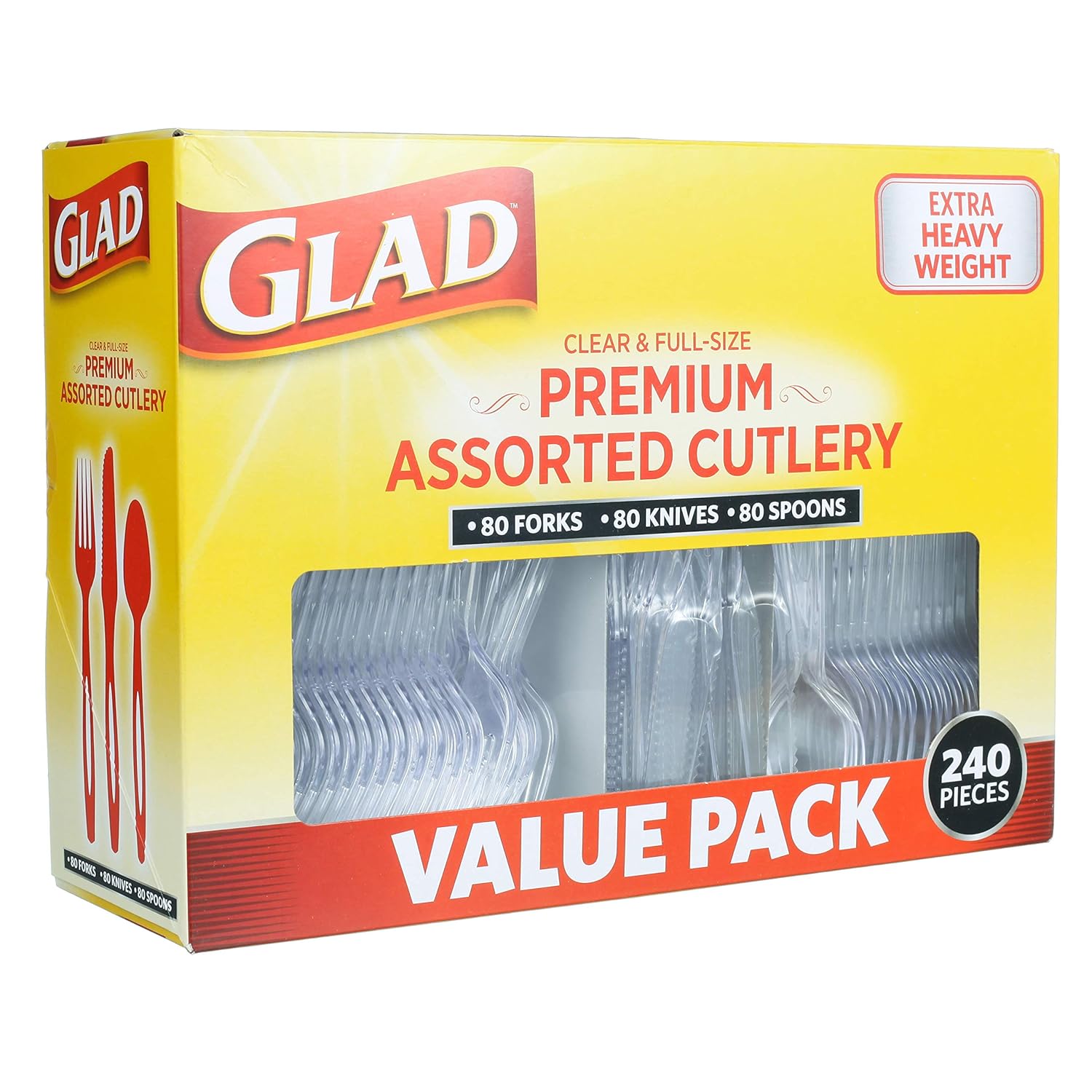 Glad, 240 Count (Pack of 1), Clear Assorted Cutlery