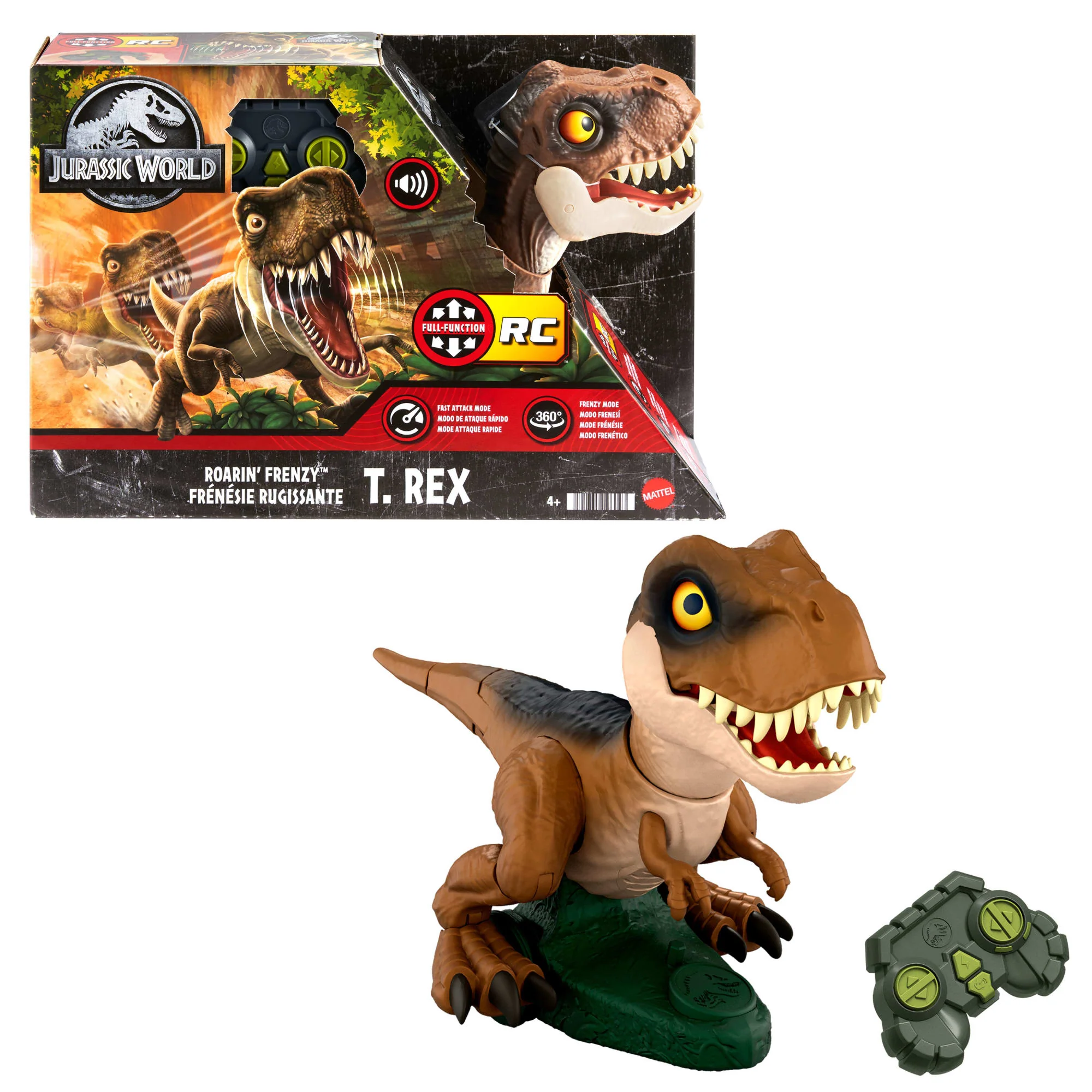 Jurassic World Roarin�� Frenzy T Rex RC Toy, Motorized Remote Control Tyrannosaurus Rex Dinosaur