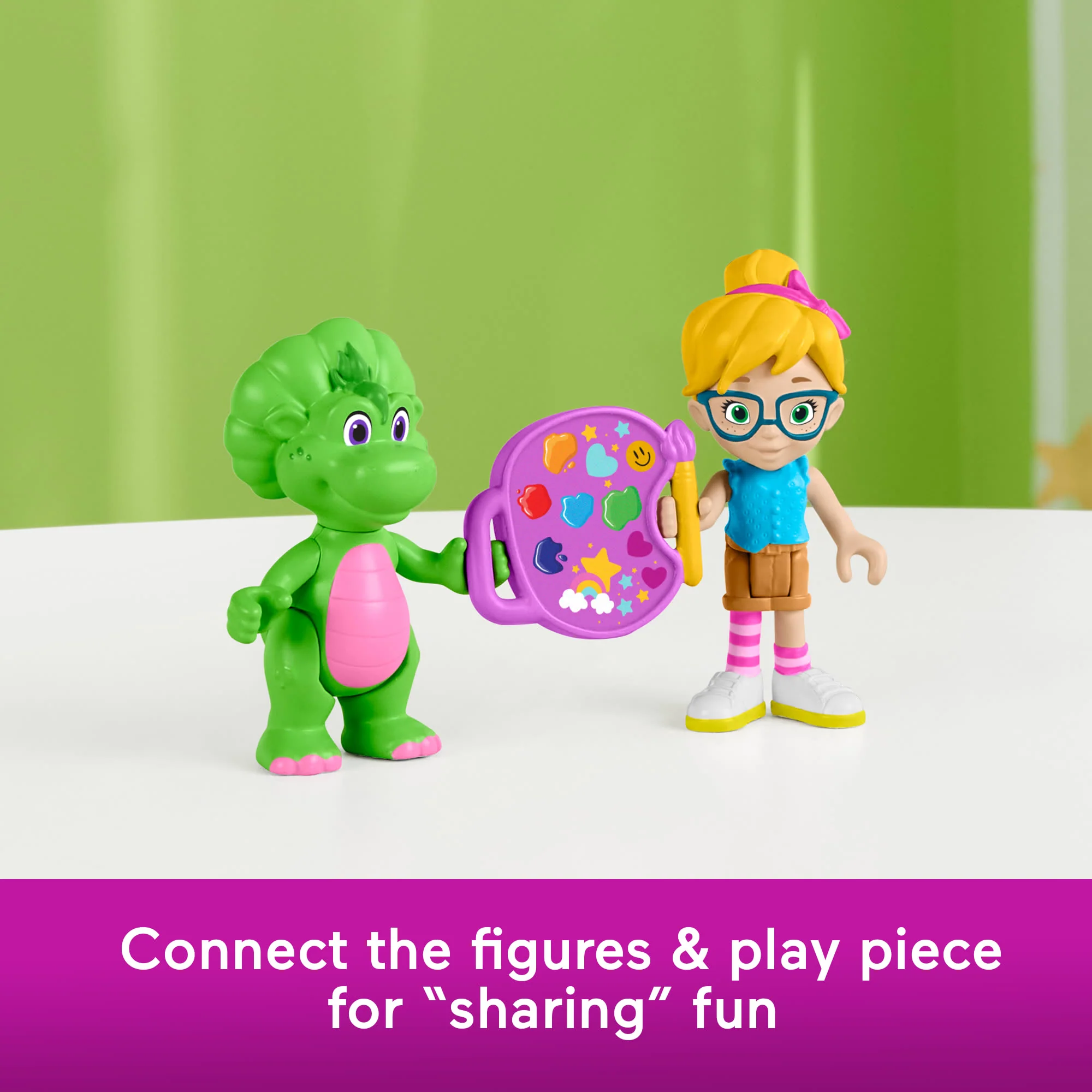 Fisher-Price Barney's World Barney's Friend Vivie & Baby Bop Figure Set For Kids, 3 Toys