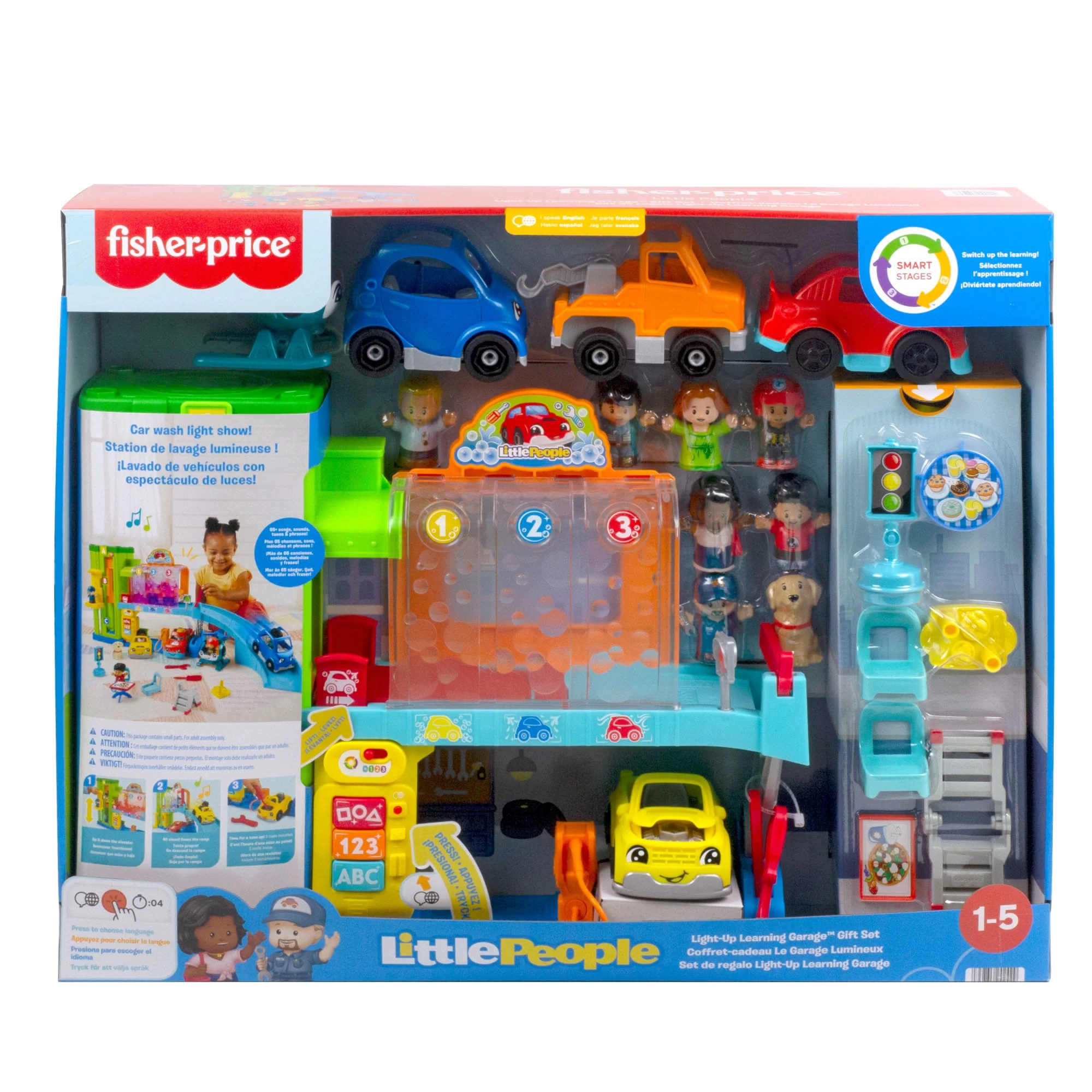 Fisher-Price Little People Light-Up Learning Garage Toddler Gift Set With 5 Vehicles & 17 Play Pieces
