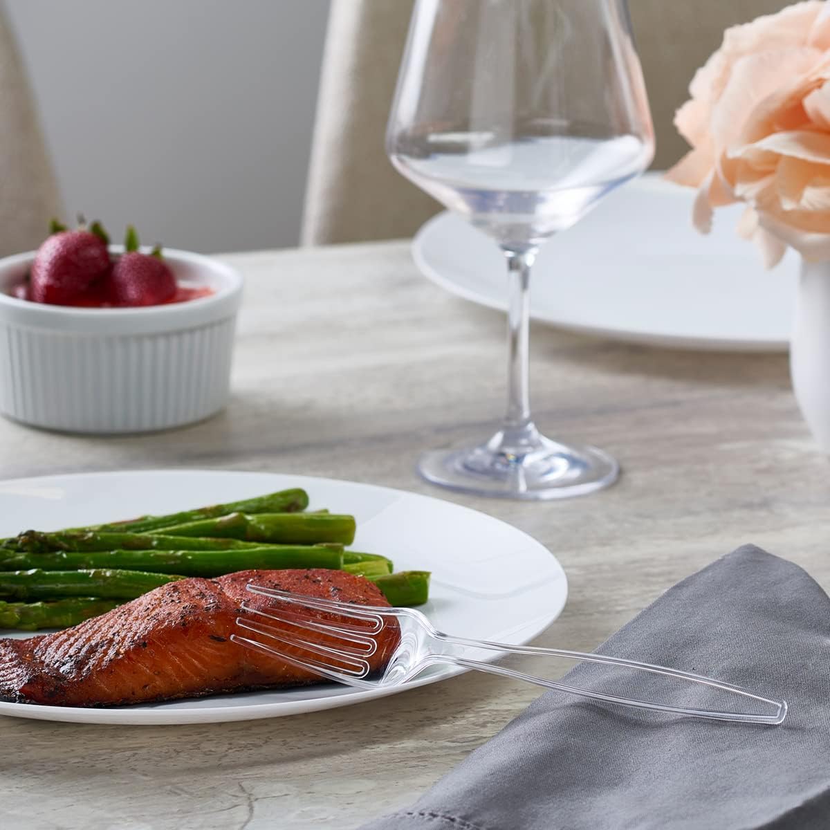 Comfy Package [100 Pack] Heavy Duty Disposable Clear Plastic Forks - Basic Cutlery for Parties, Events, and Everyday Use