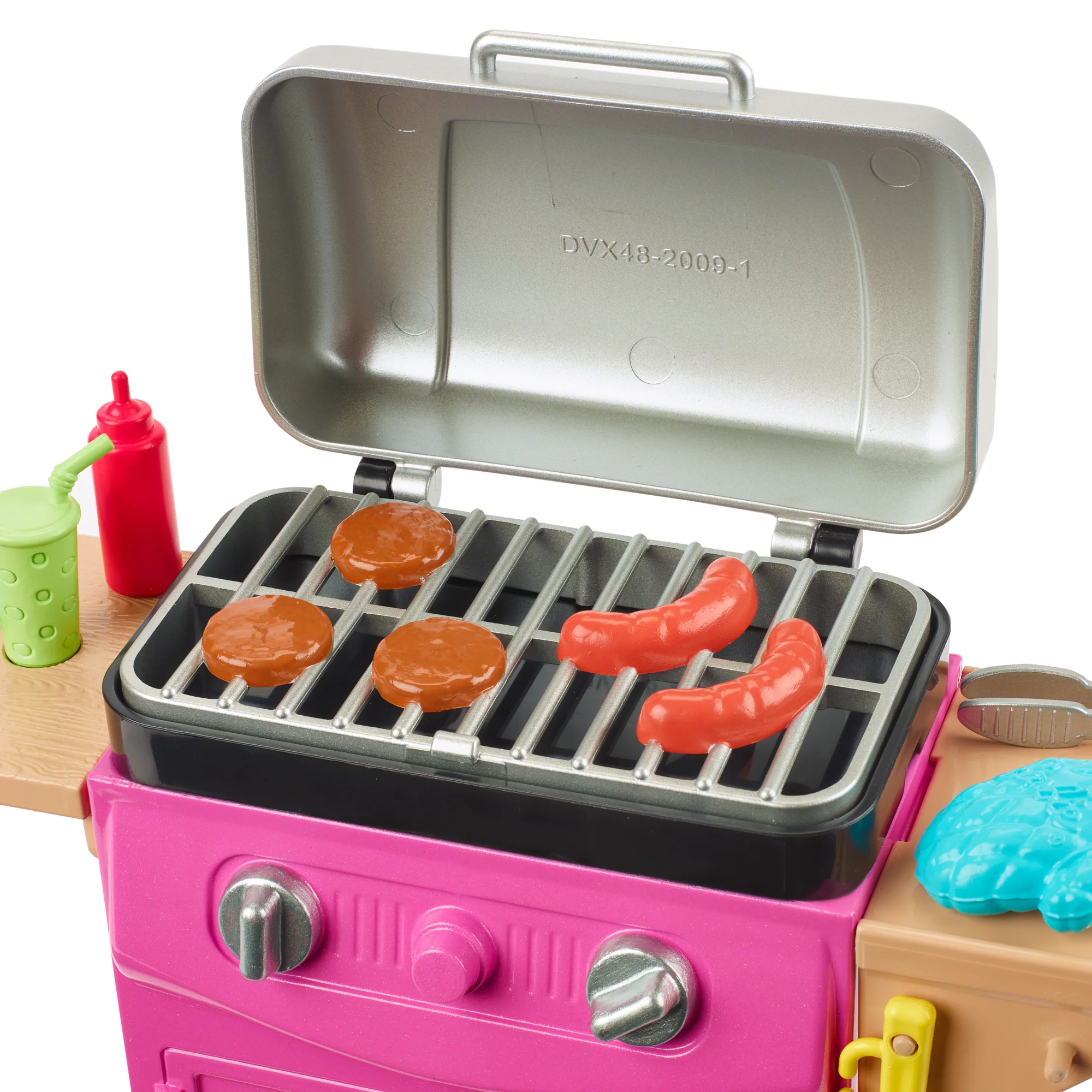 Barbie World Toy BBQ Grill Playset With 7 Dollhouse Accessories Including Grill With Working Lid & Food