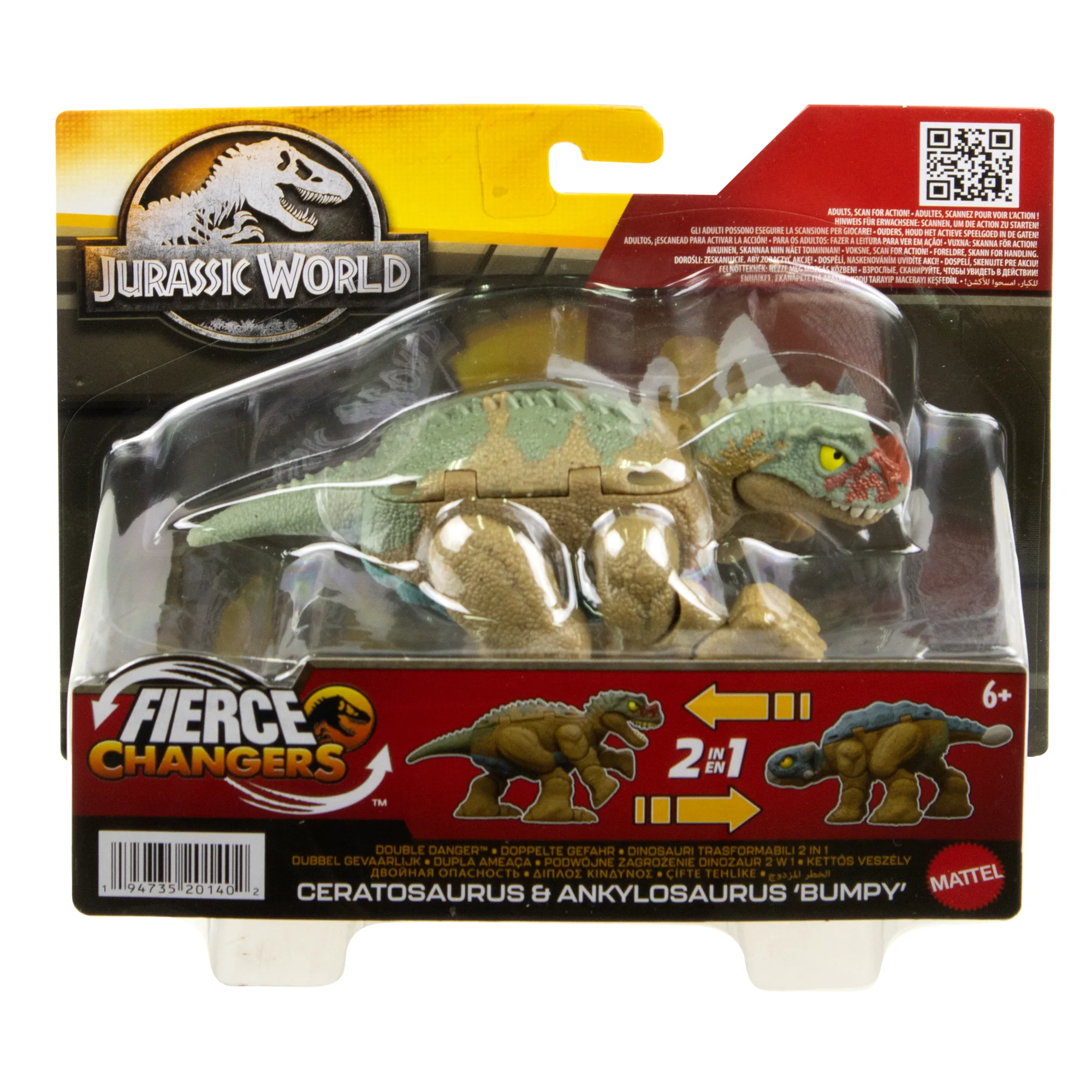 Jurassic World Ankylosaurus Bumpy To Ceratosaurus Dinosaur Transforming Toy, Double Danger