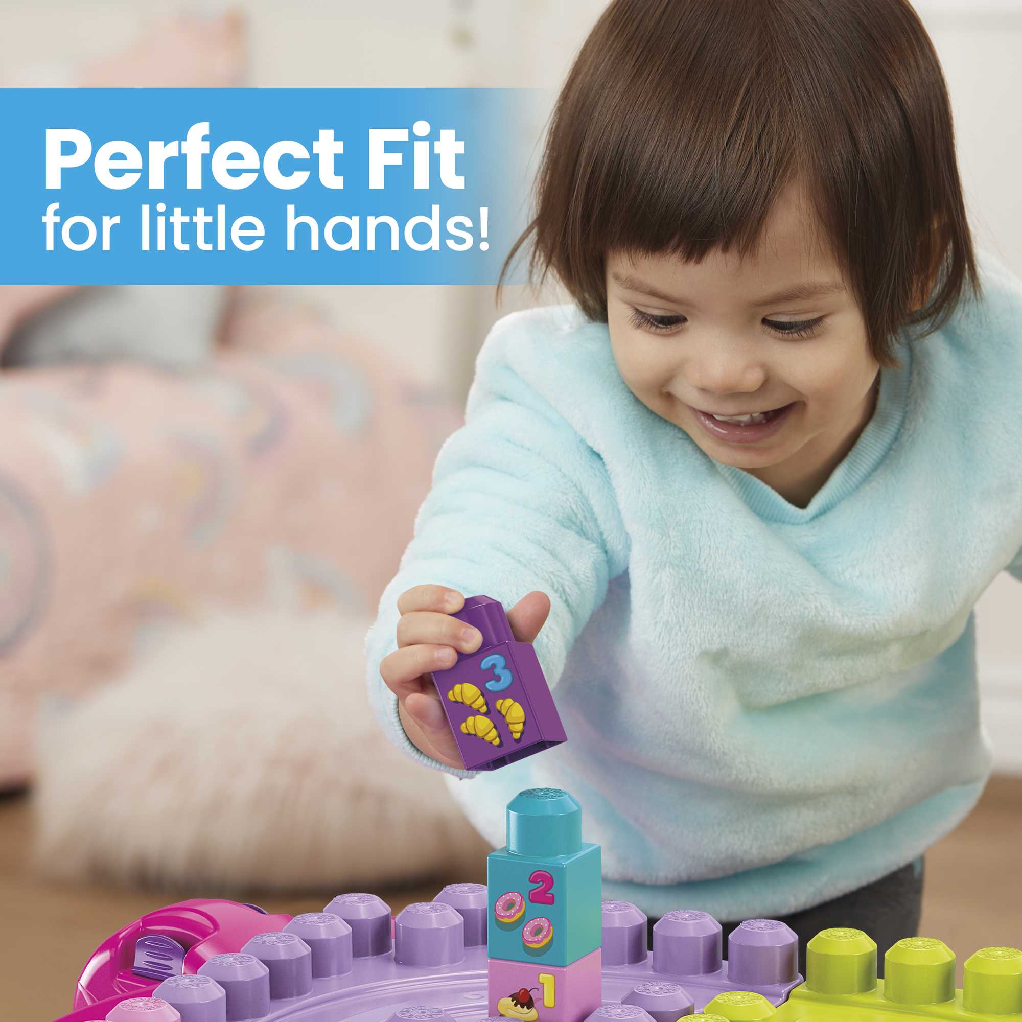 MEGA BLOKS Toy Blocks Blue Build N Learn Table With Storage (30 Pieces) For Toddler