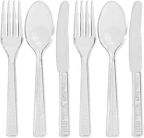 Party Dimensions Plastic 300 Count Cutlery Combo Box, Clear, Combo Box, Clear 300 Count