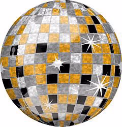 Anagram Gold, Silver, Black Disco Ball 16in ORBZ Ballooon